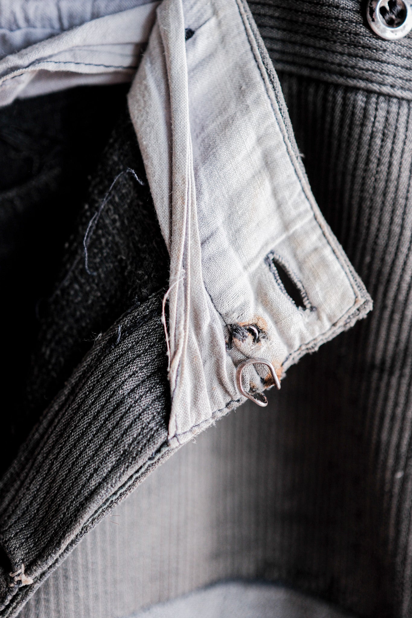 【~40's】French Vintage Gray Cotton Pique Work Pants "Patchwork"