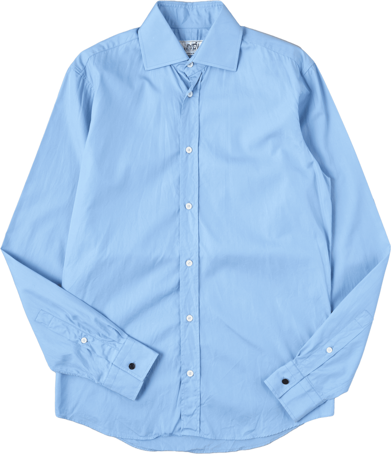 【~00's】Old Hermès Paris Cotton Poplin Shirt With Sellier Button Size.37
