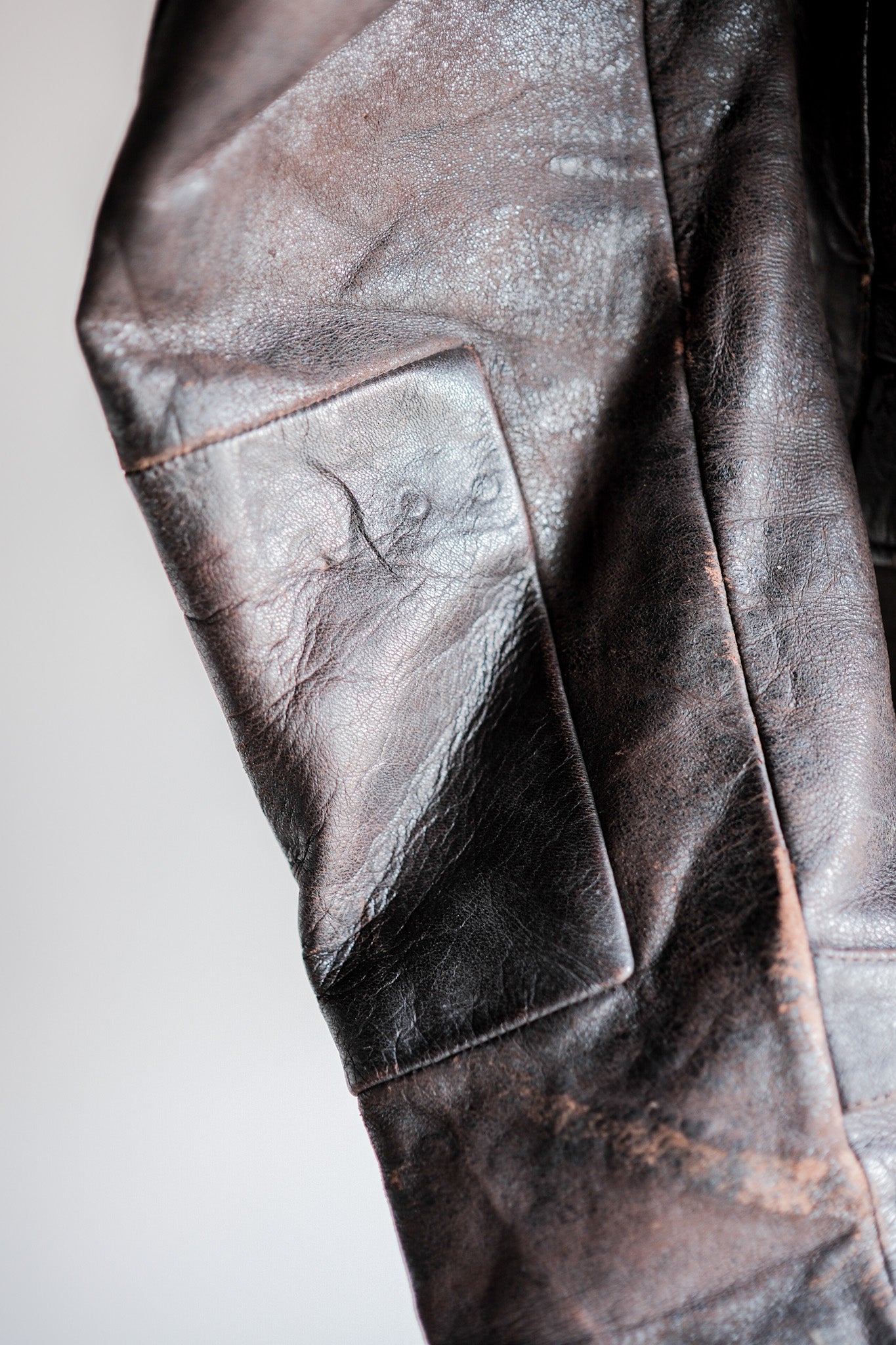 【~40's】German Vintage Double Breasted Motorcycle Leather Jacket