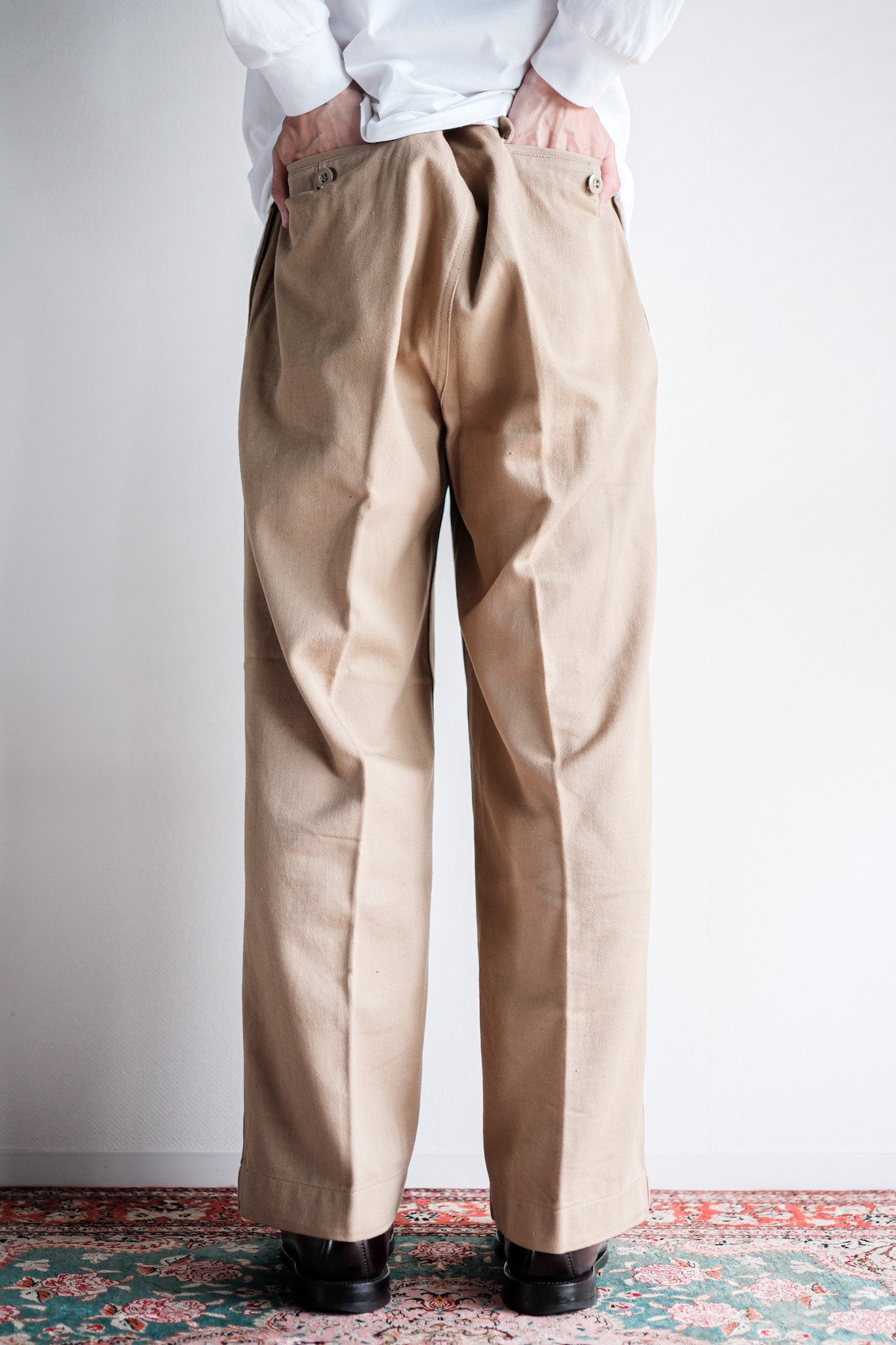 【~50's】French Army M52 Chino Trousers Size.12 "Dead Stock"