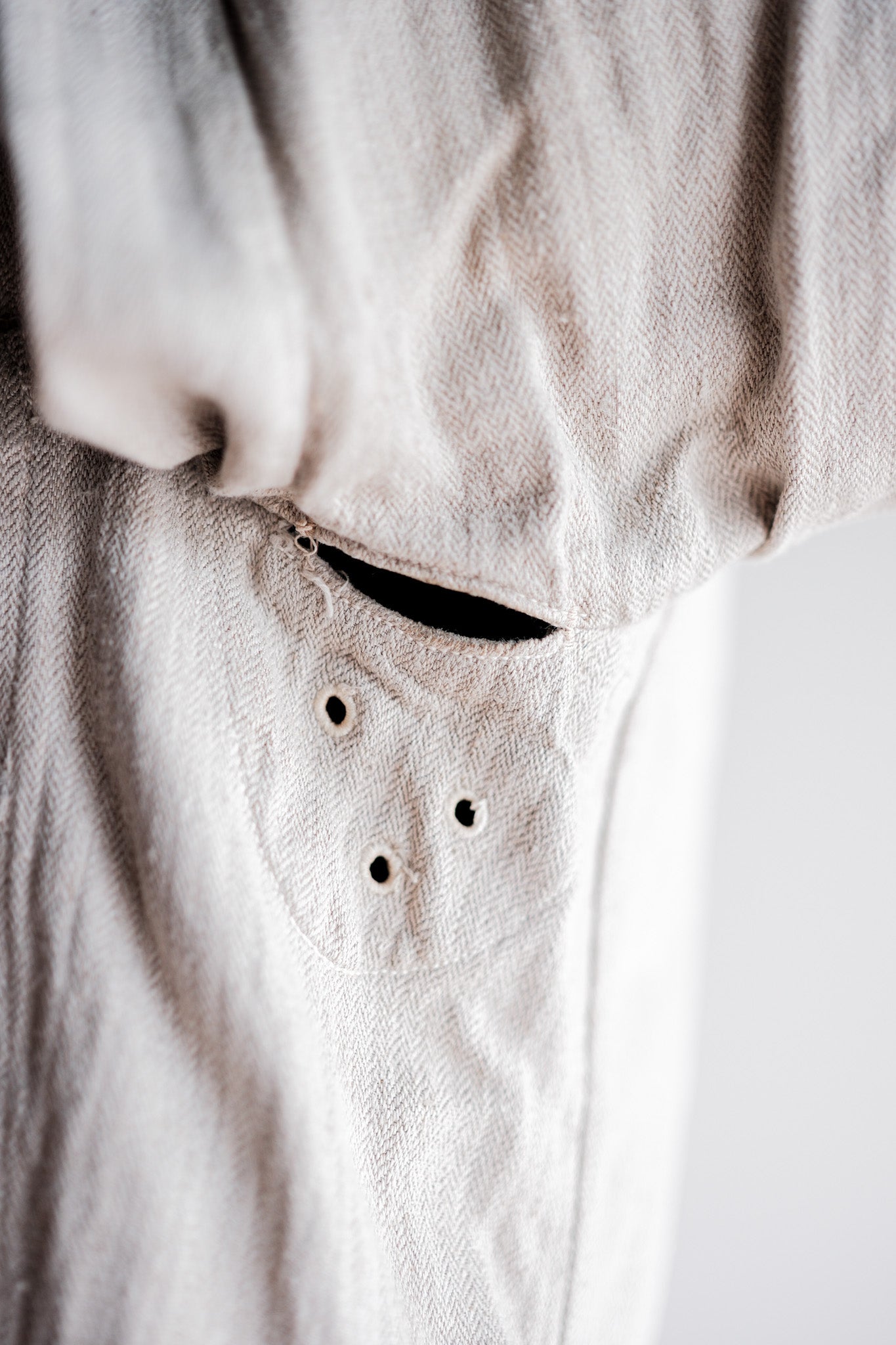 【~40's】German Air Force Drillich HBT Linen Jacket With Chin Strap "Luftwaffe"