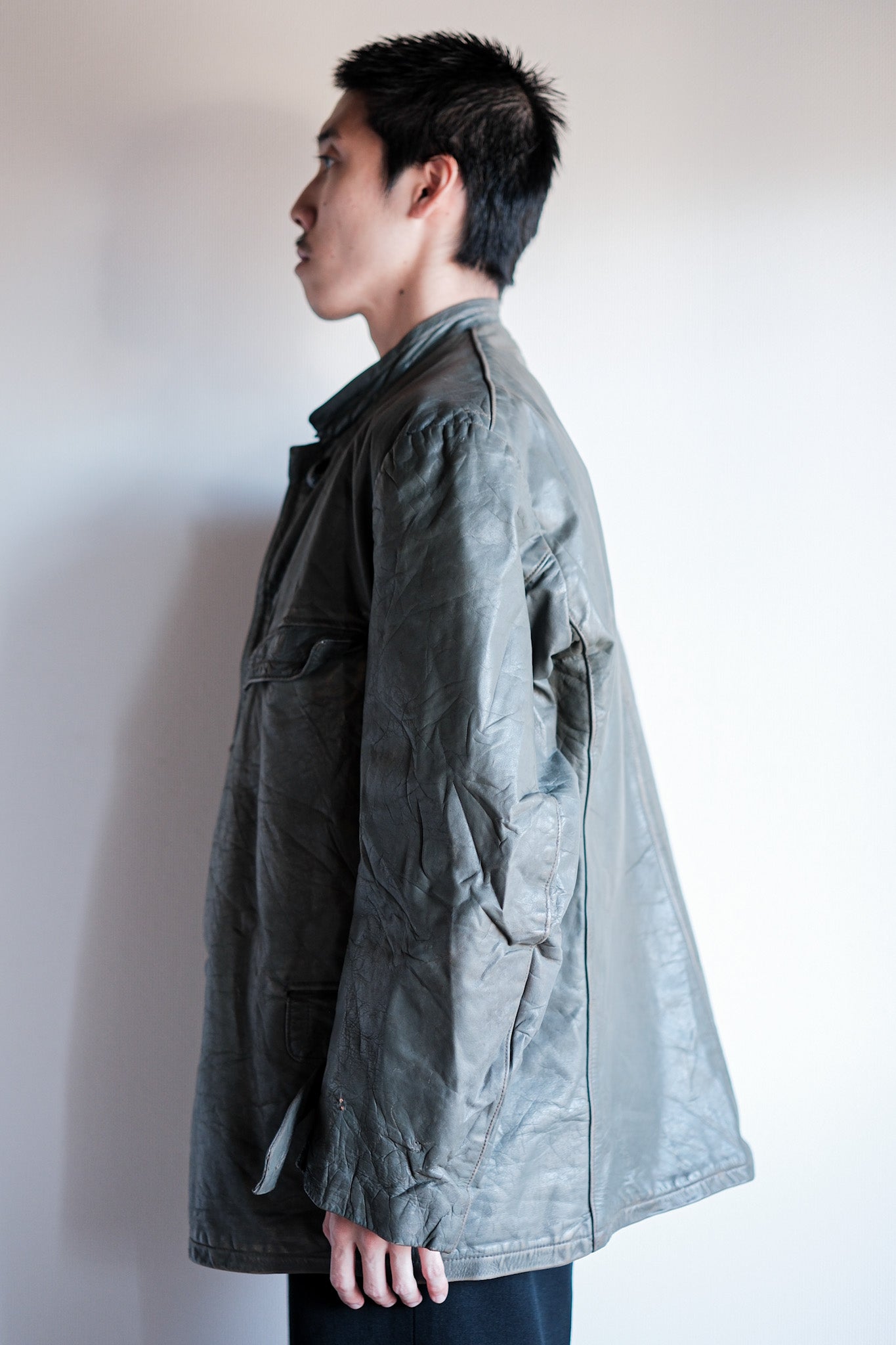 【~40's】WWⅡ+German+Navy+U-Boat+Crew+Gray+Leather+Jacket+"Kriegsmarine"