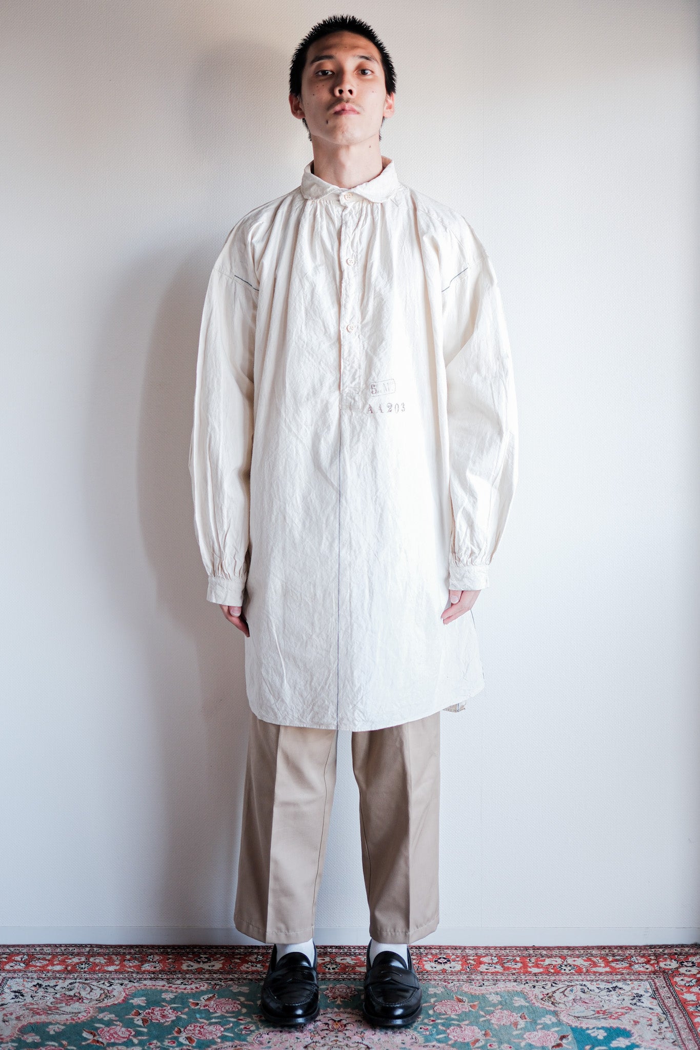 【Late 19th C】French Army of Africa Cotton Linen Coronial Shirt "Dead Stock"
