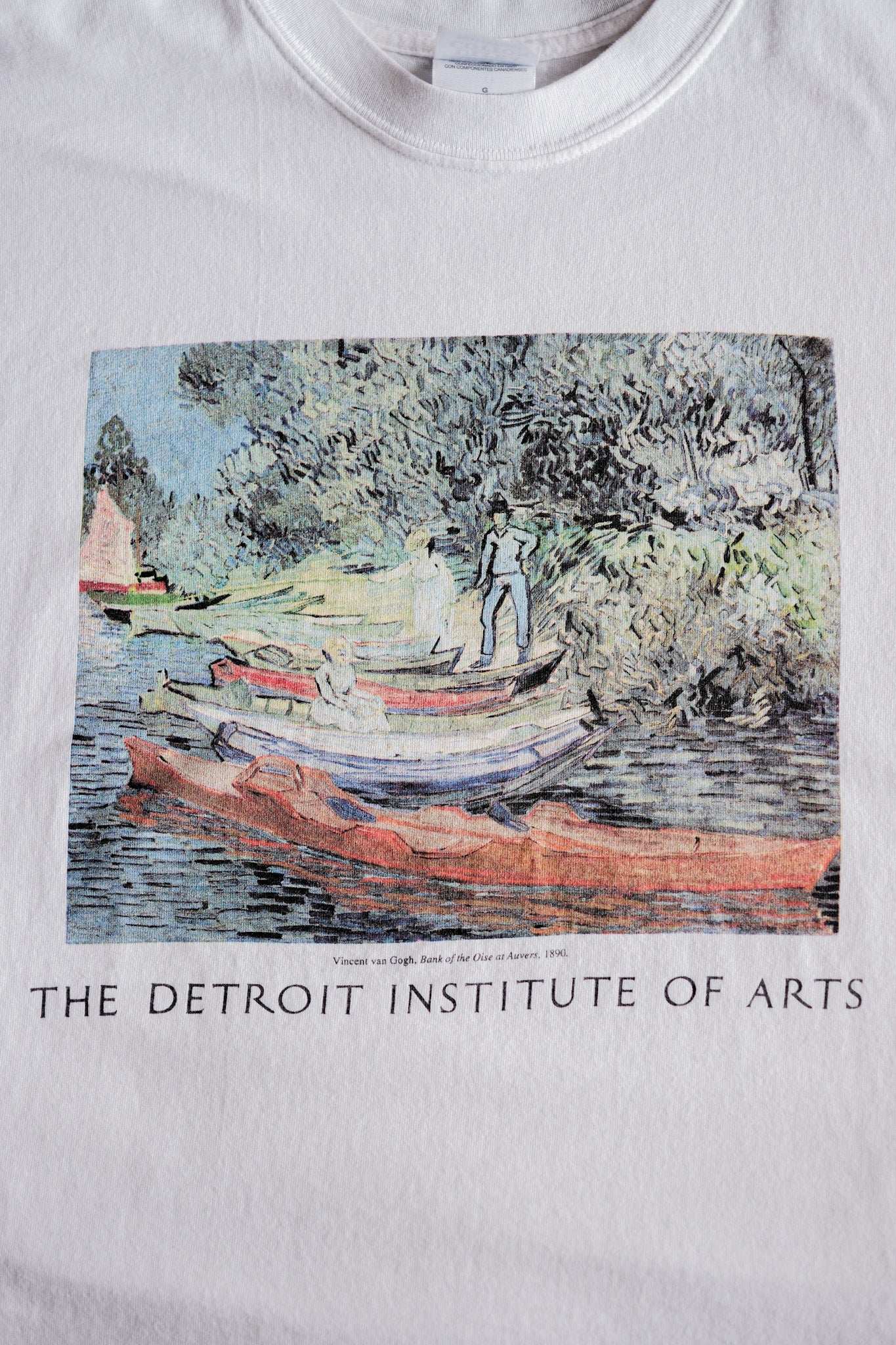 【~00's】Vintage Art Print T-shirt Size.L "Vincent Van Gogh's" "Bank of the Oise at Auvers"
