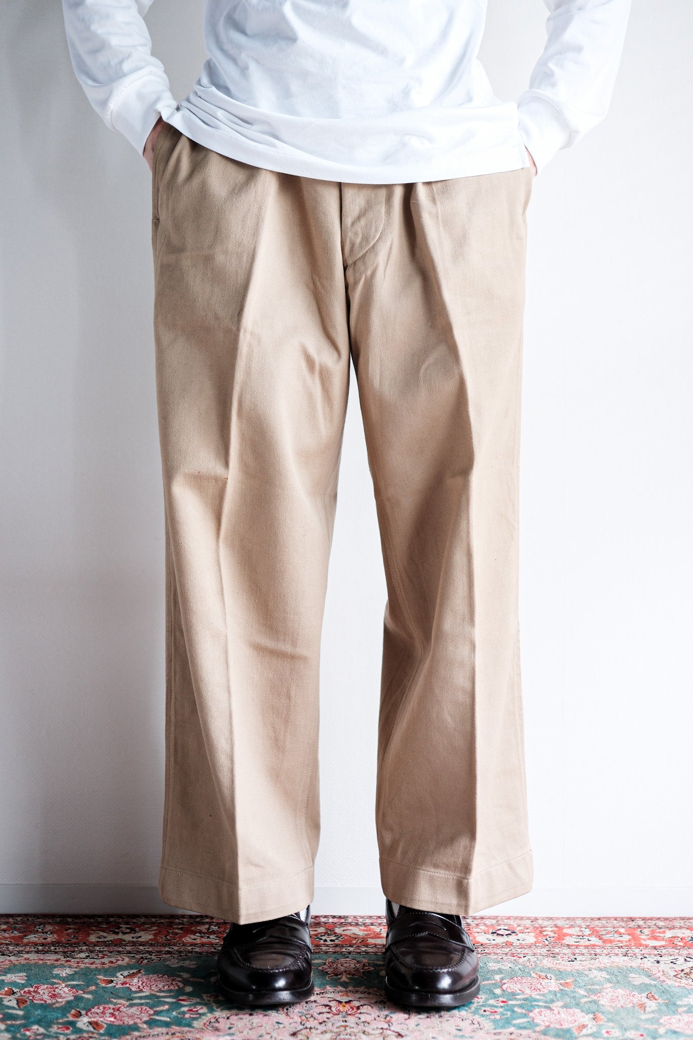 【~50's】French Army M52 Chino Trousers Size.12 "Dead Stock"