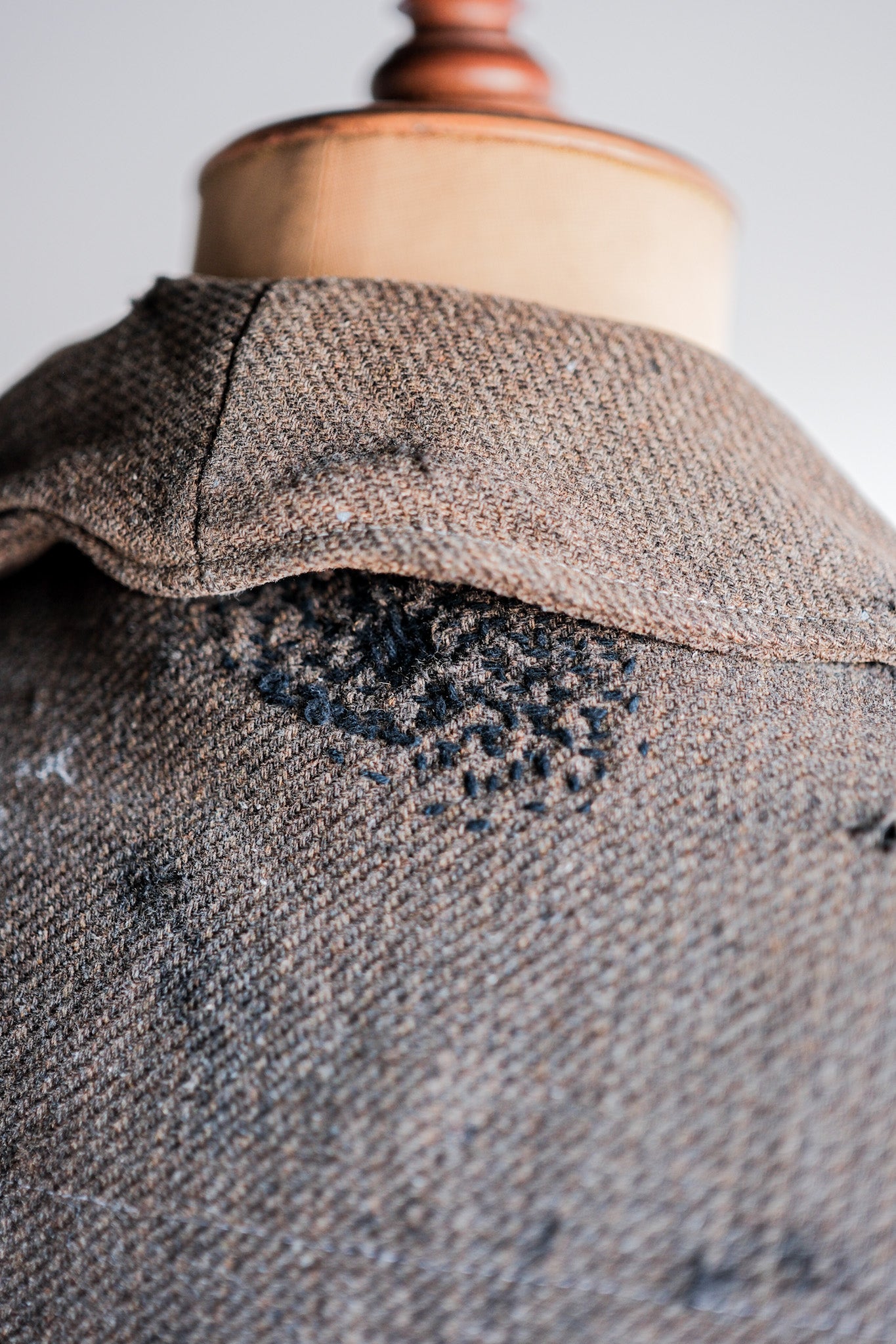 【~30's】French Vintage Brown Wool Hunting Jacket "Boro"