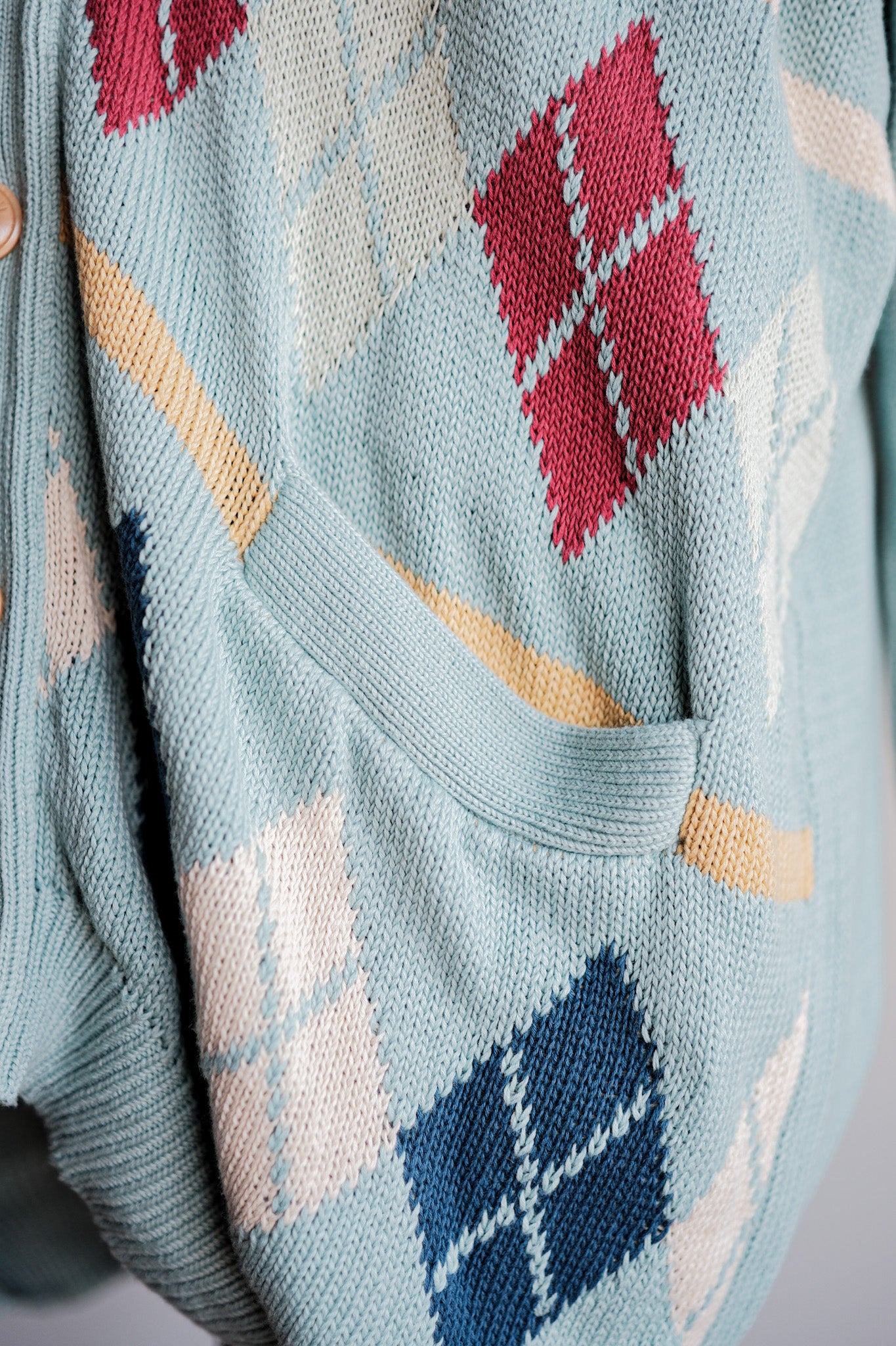 【~90's】Italian Vintage Cotton Argyle Cardigan