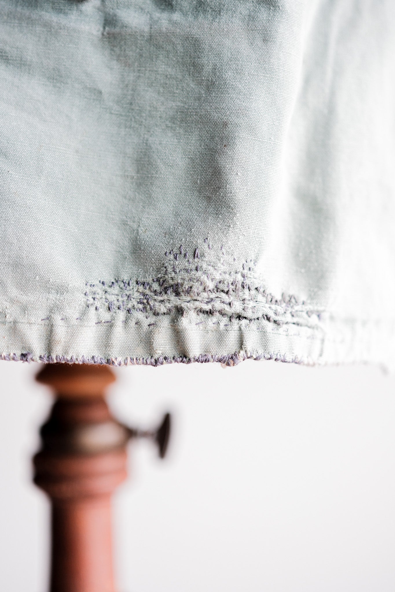 【~50's】French Vintage Green Cotton Canvas Hunting Jacket With Chin Strap "Patchwork"