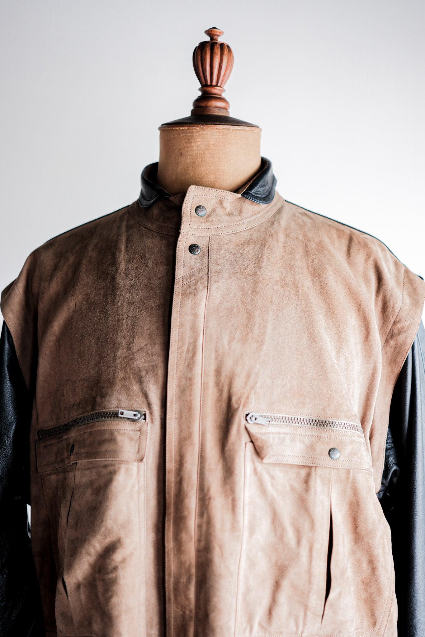 【~70’s】Old GUCCI 2 Tone Leather Jacket Size.50