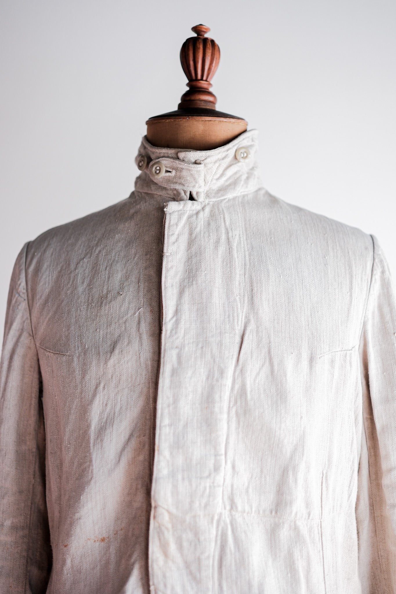 【~40's】German Air Force Drillich HBT Linen Jacket With Chin Strap "Luftwaffe"