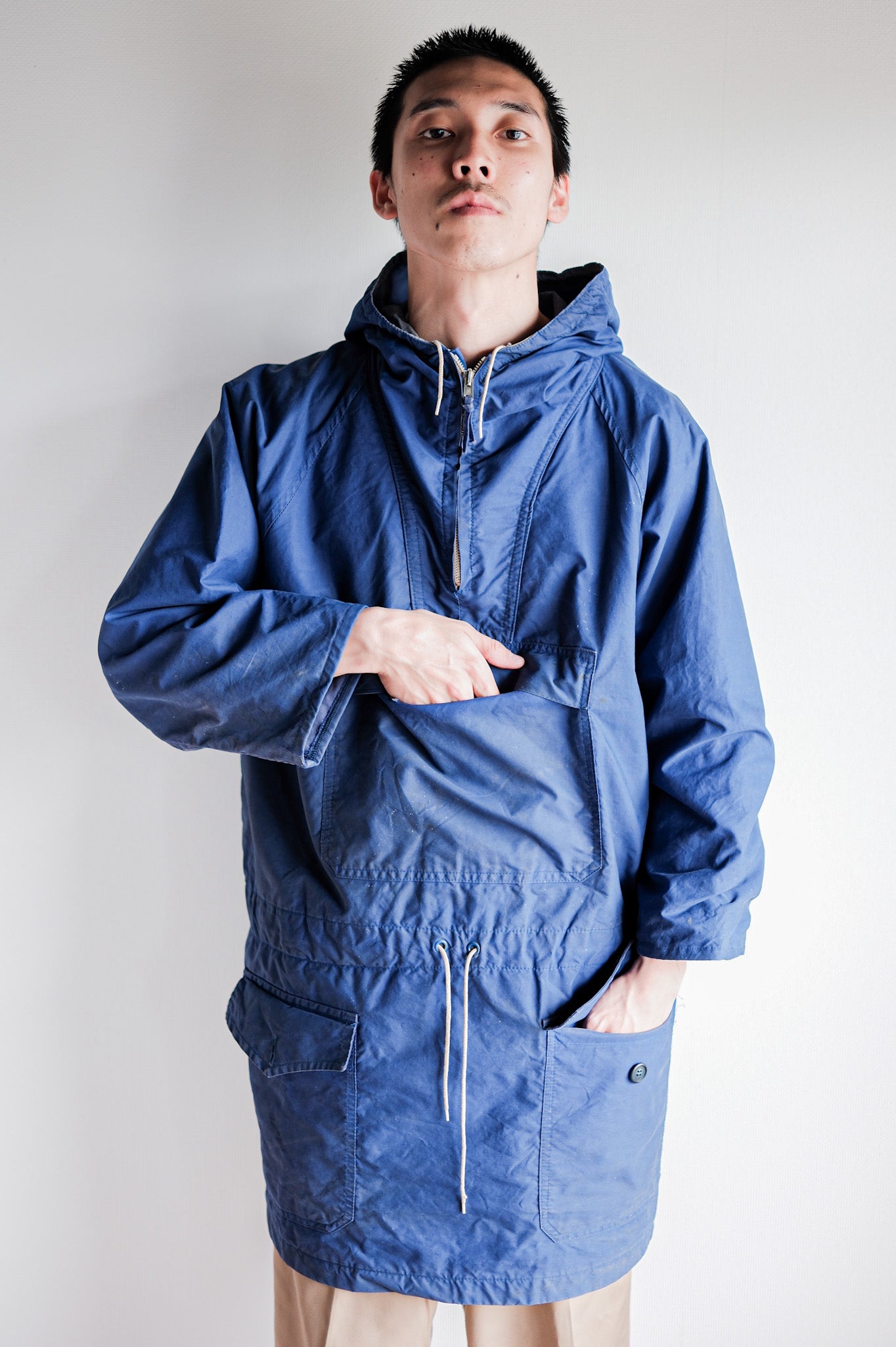 【~60's】British Vintage Blue Ventile Smock Size.LARGE "Blacks Of Greenock"