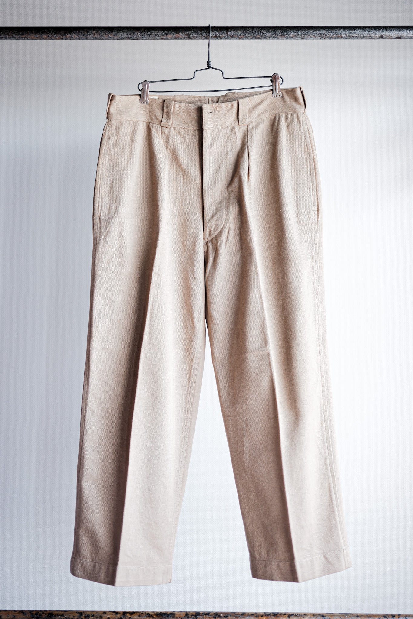 【~50's】French Army M52 Chino Trousers Size.12 "Dead Stock"