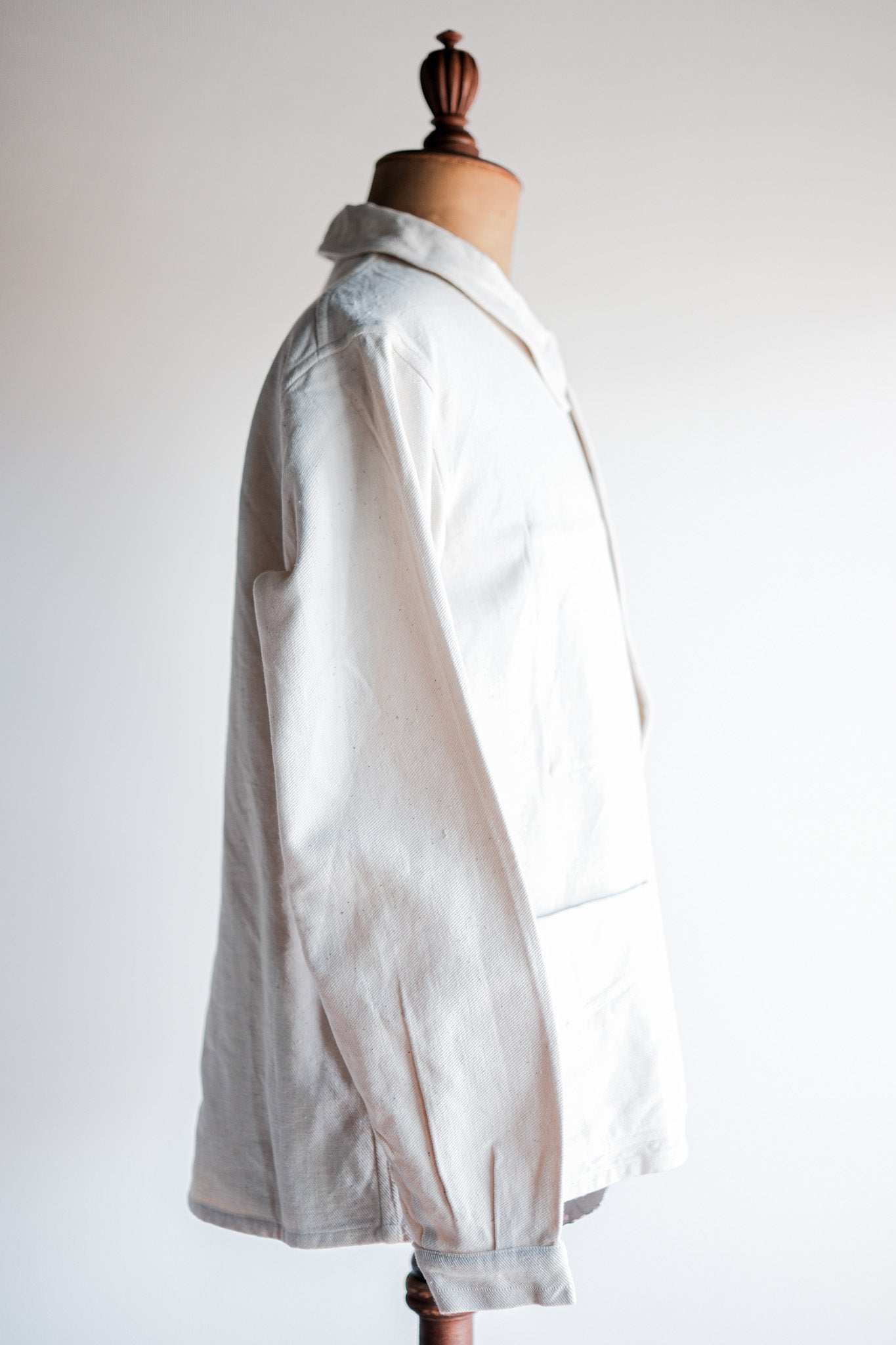 【~40's】French Vintage White Cotton Twill Work Jacket Size.48 "Dead Stock"