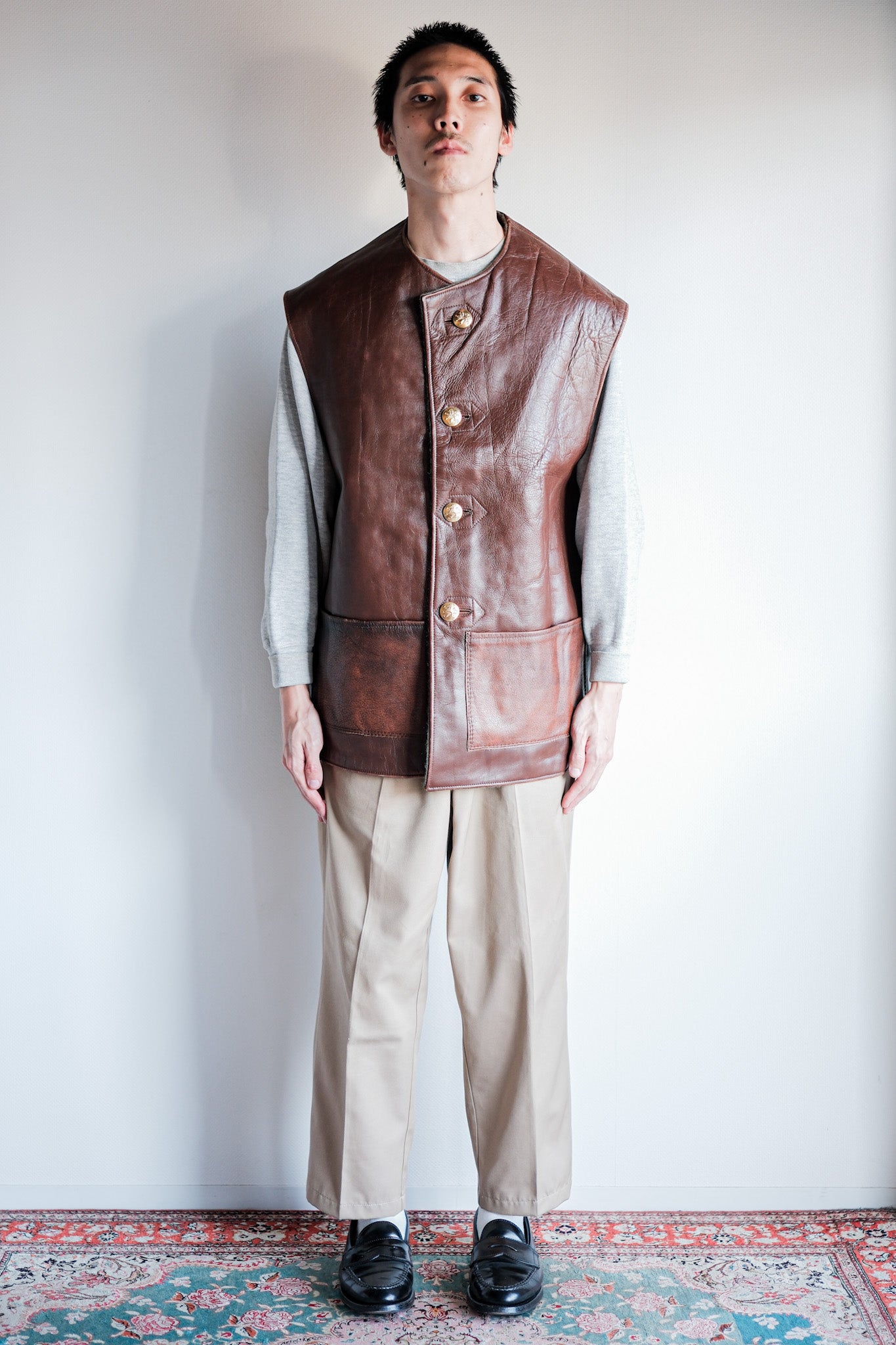 【~50's】Belgium Army Jerkin Leather Vest