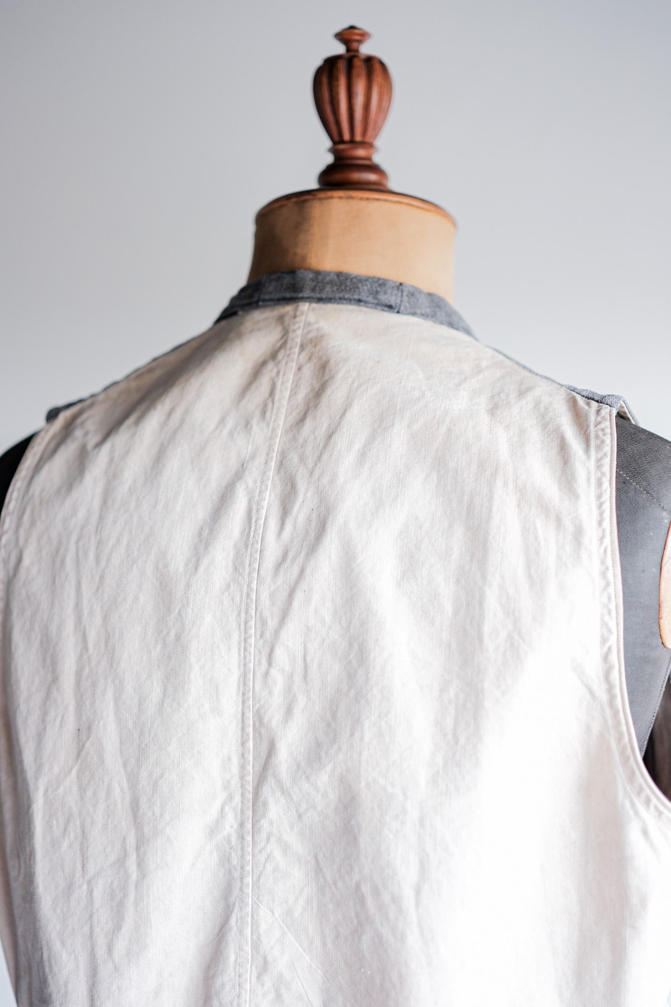 【~30's】French Vintage Salt & Pepper Cotton Work Gilet