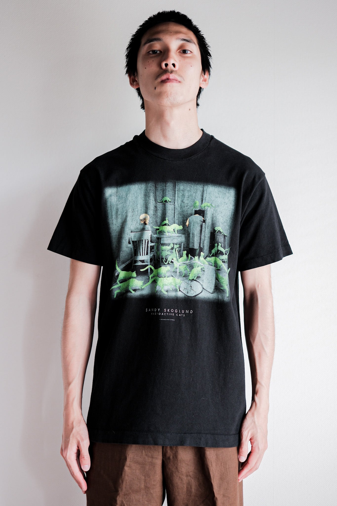 【~90's】Vintage Art Print T-shirt Size.M "Sandy Skoglund" "Radioactive Cats" "Made in U.S.A."