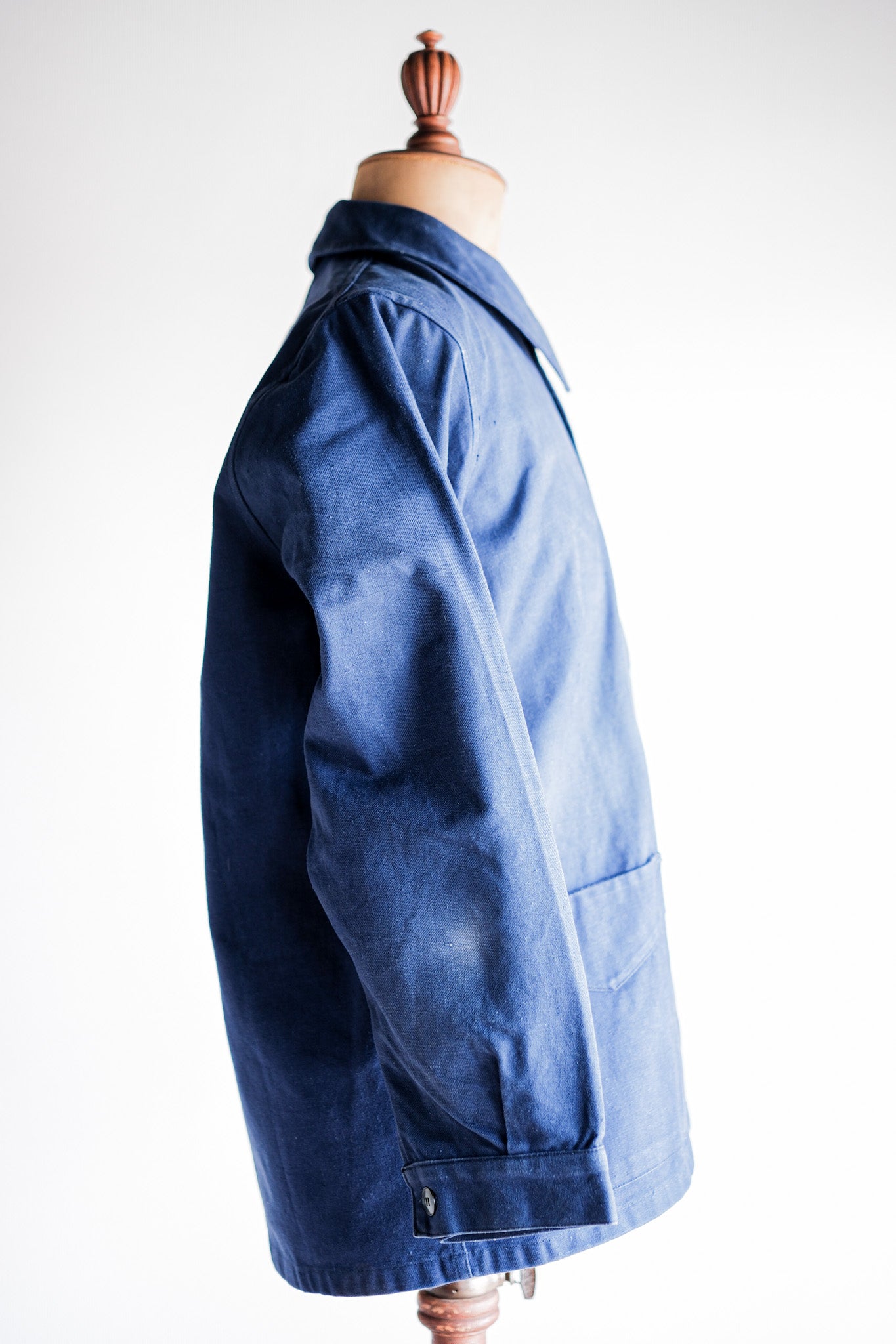 【~50's】French Army Blue Cotton Linen Twill Work Jacket