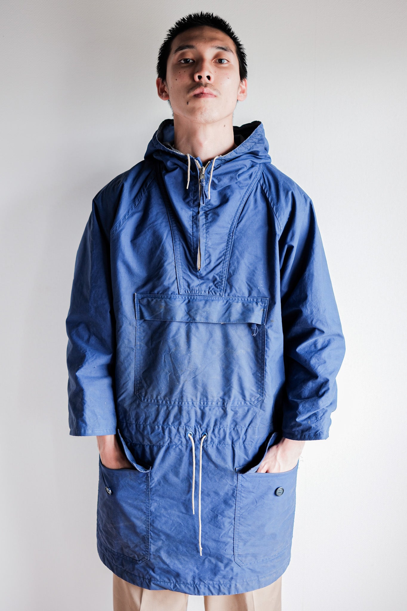 【~60's】British Vintage Blue Ventile Smock Size.LARGE "Blacks Of Greenock"