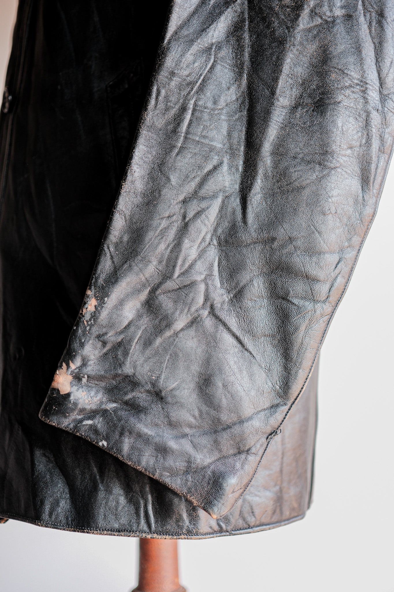 【~60's】French Vintage Le Corbusier Leather Work Jacket Size.54 "Wool Collar"