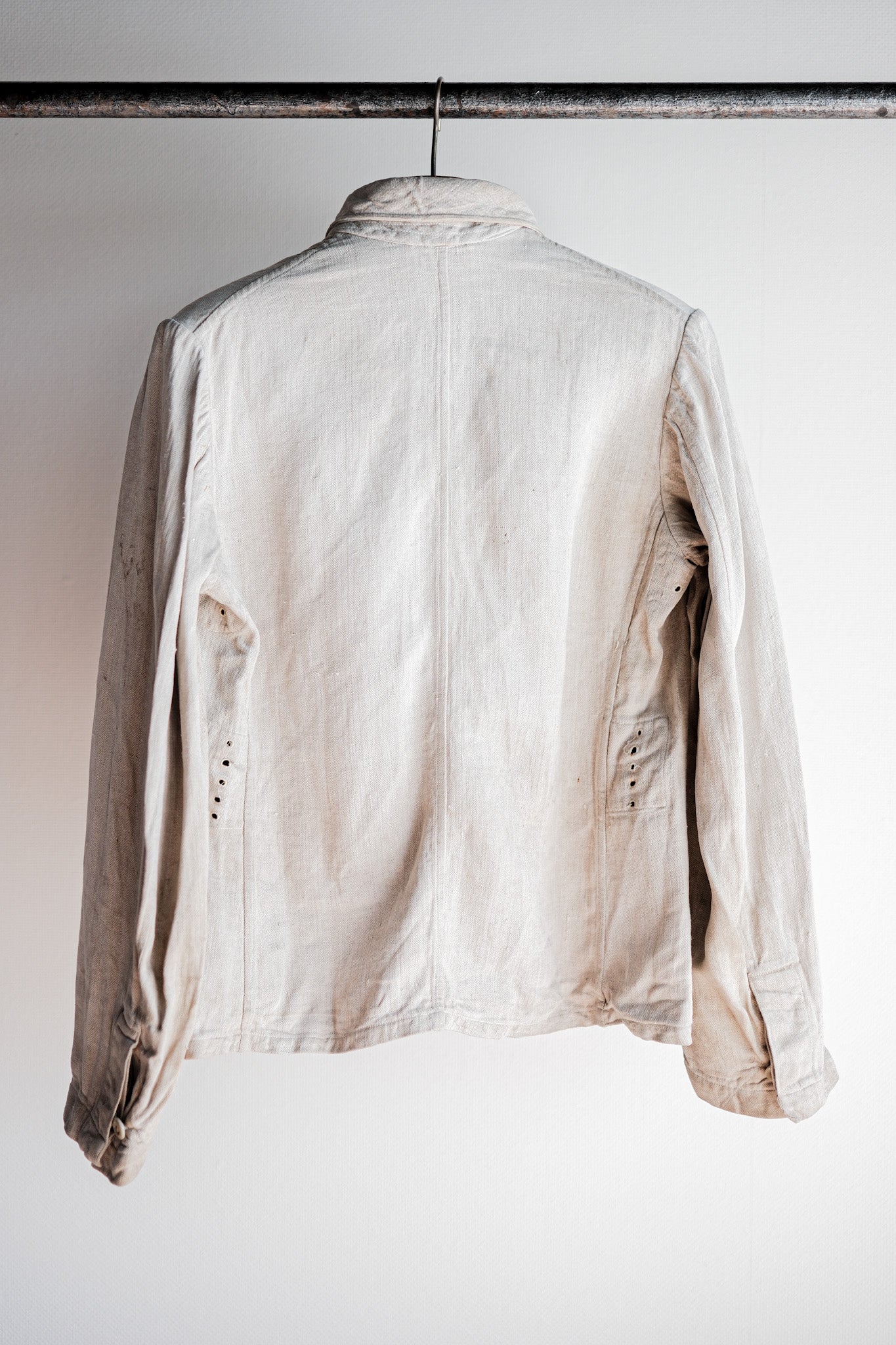 【~40's】German Air Force Drillich HBT Linen Jacket With Chin Strap "Luftwaffe"