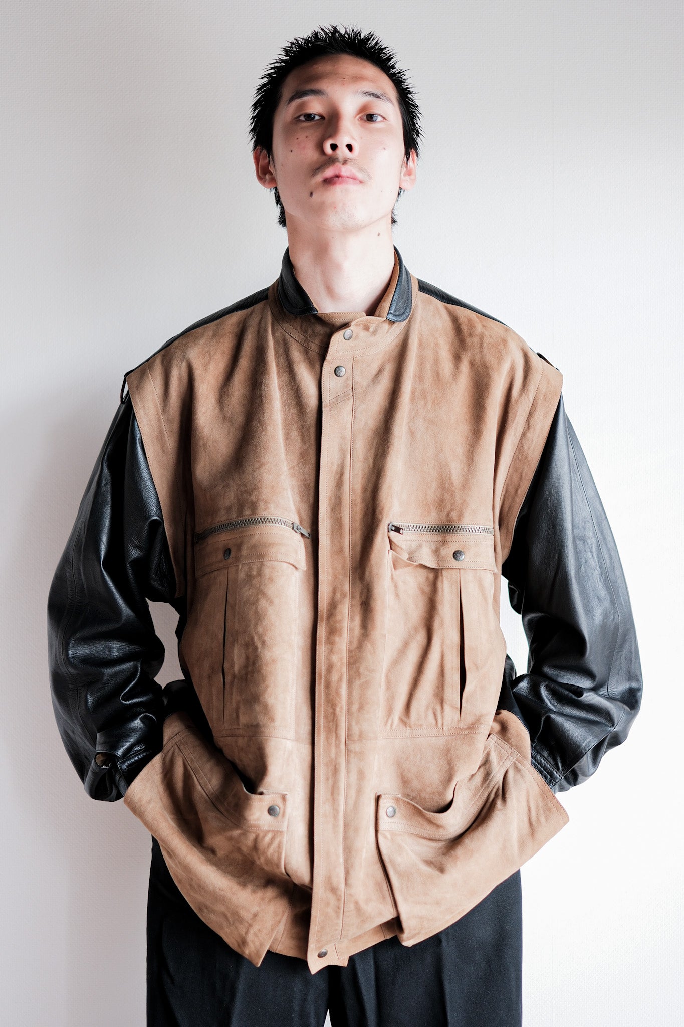 【~70’s】Old GUCCI 2 Tone Leather Jacket Size.50