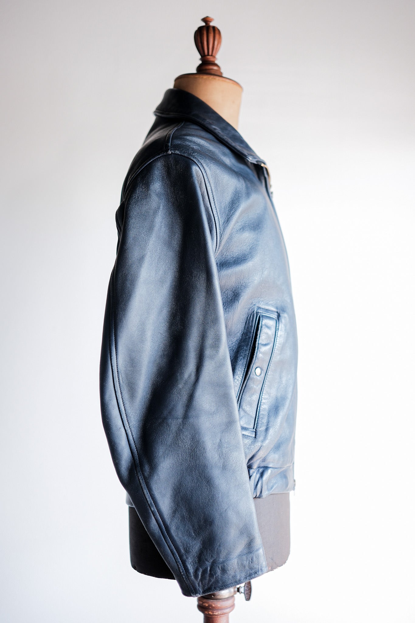 【~70's】French Air Force Pilot Leather Jacket Size.96M