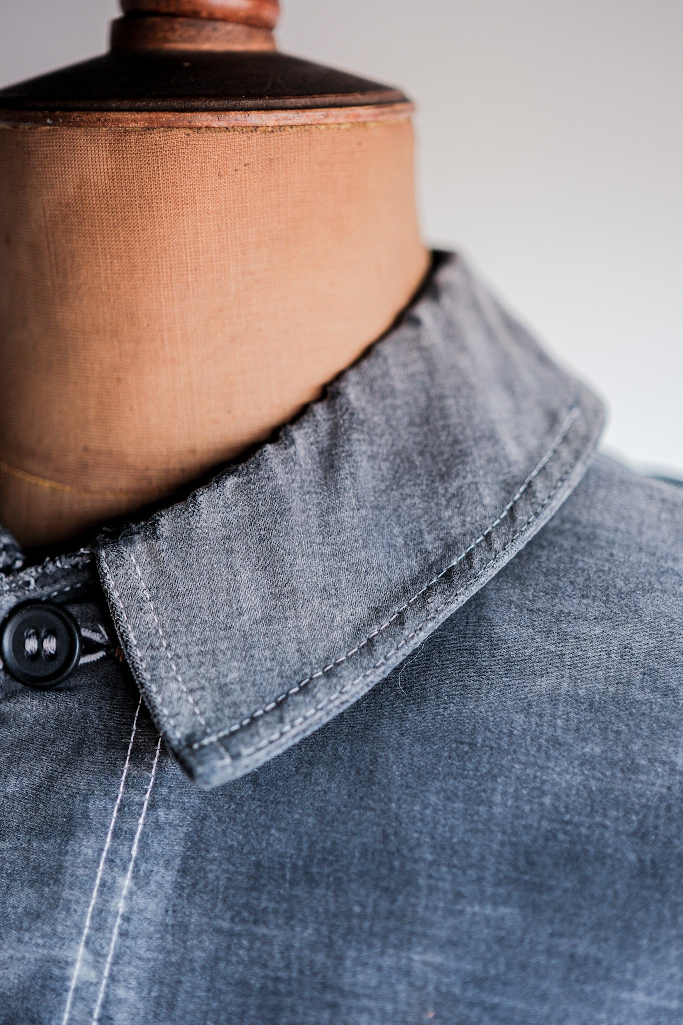 【~40's】French Vintage Black Moleskin Work Jacket "Boro" "Le Mont St. Michel"