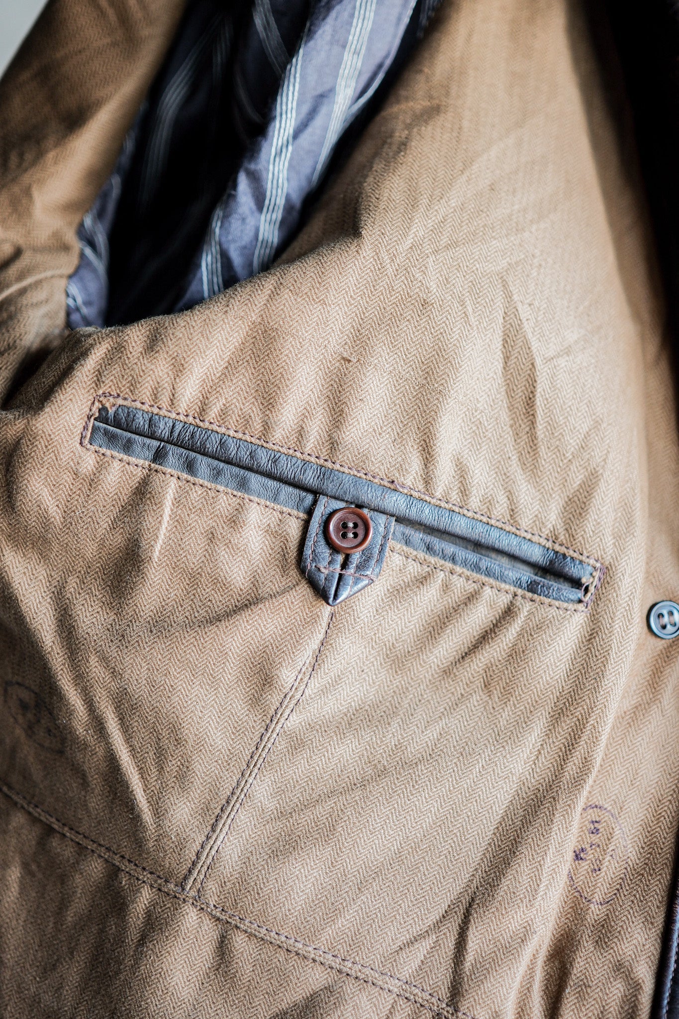 【~50's】French Army Motorcycle Leather Jacket Size.B2