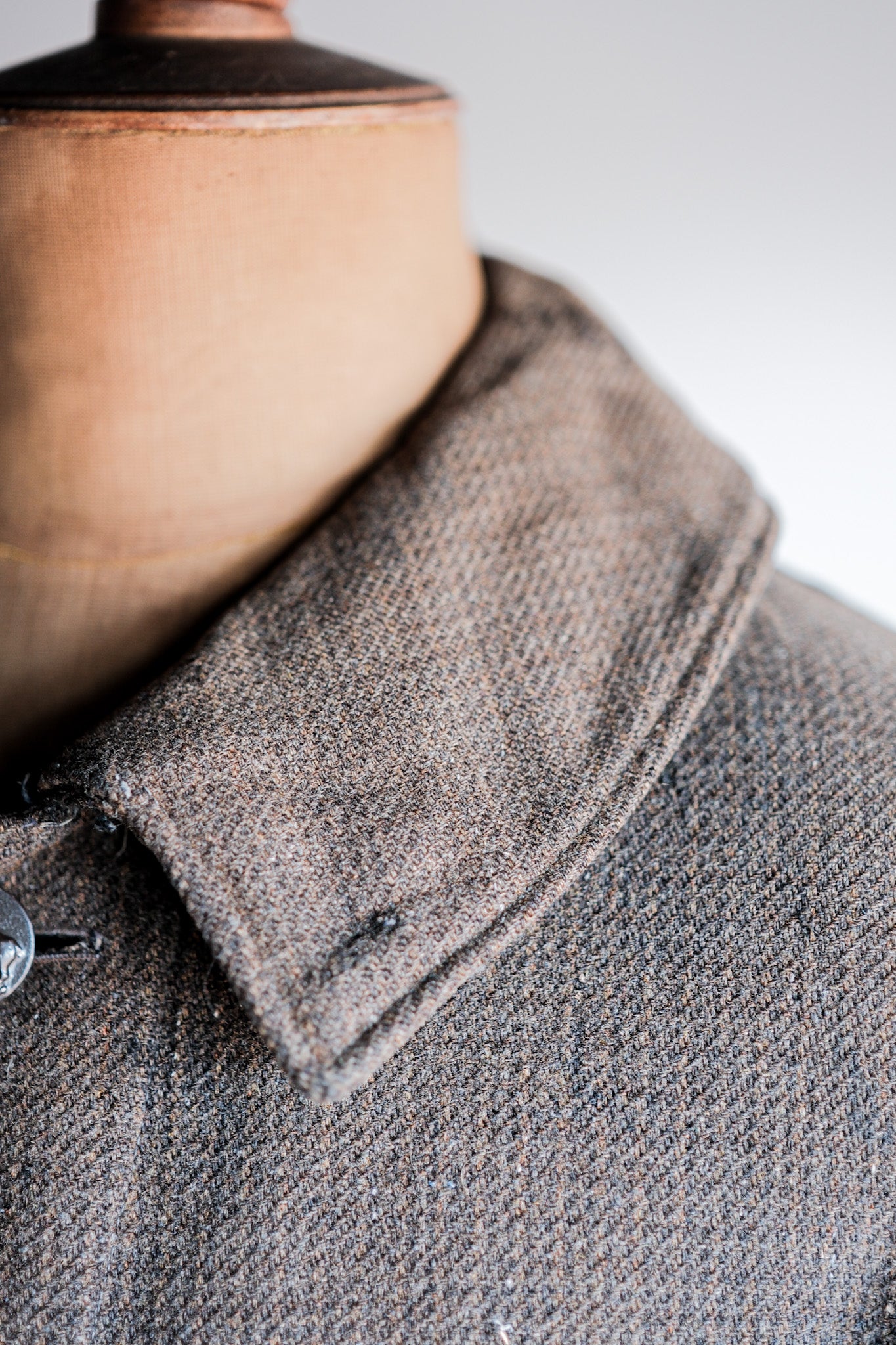 【~30's】French Vintage Brown Wool Hunting Jacket "Boro"