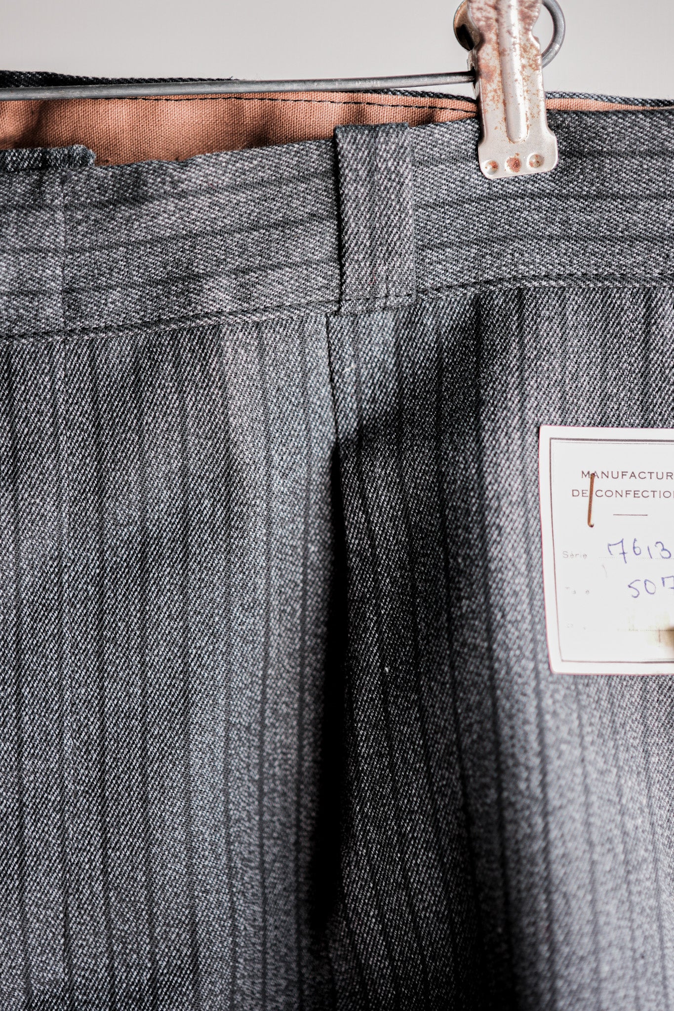 【~40's】French Vintage Salt & Pepper Cotton Striped Work Pants "Dead Stock"