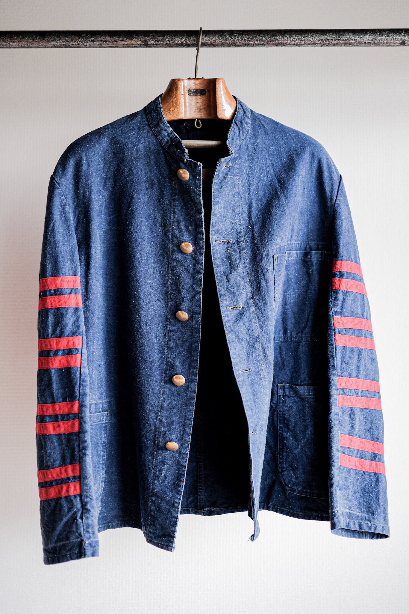 【~40's】German Vintage Indigo Linen Firefighter Jacket