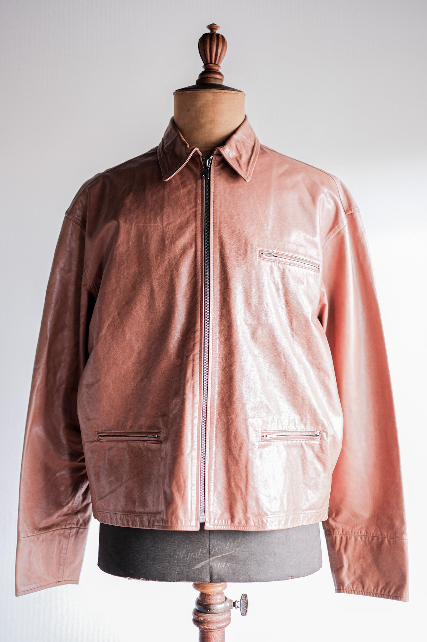 90's】Old JIL SANDER Leather Jacket Size.48