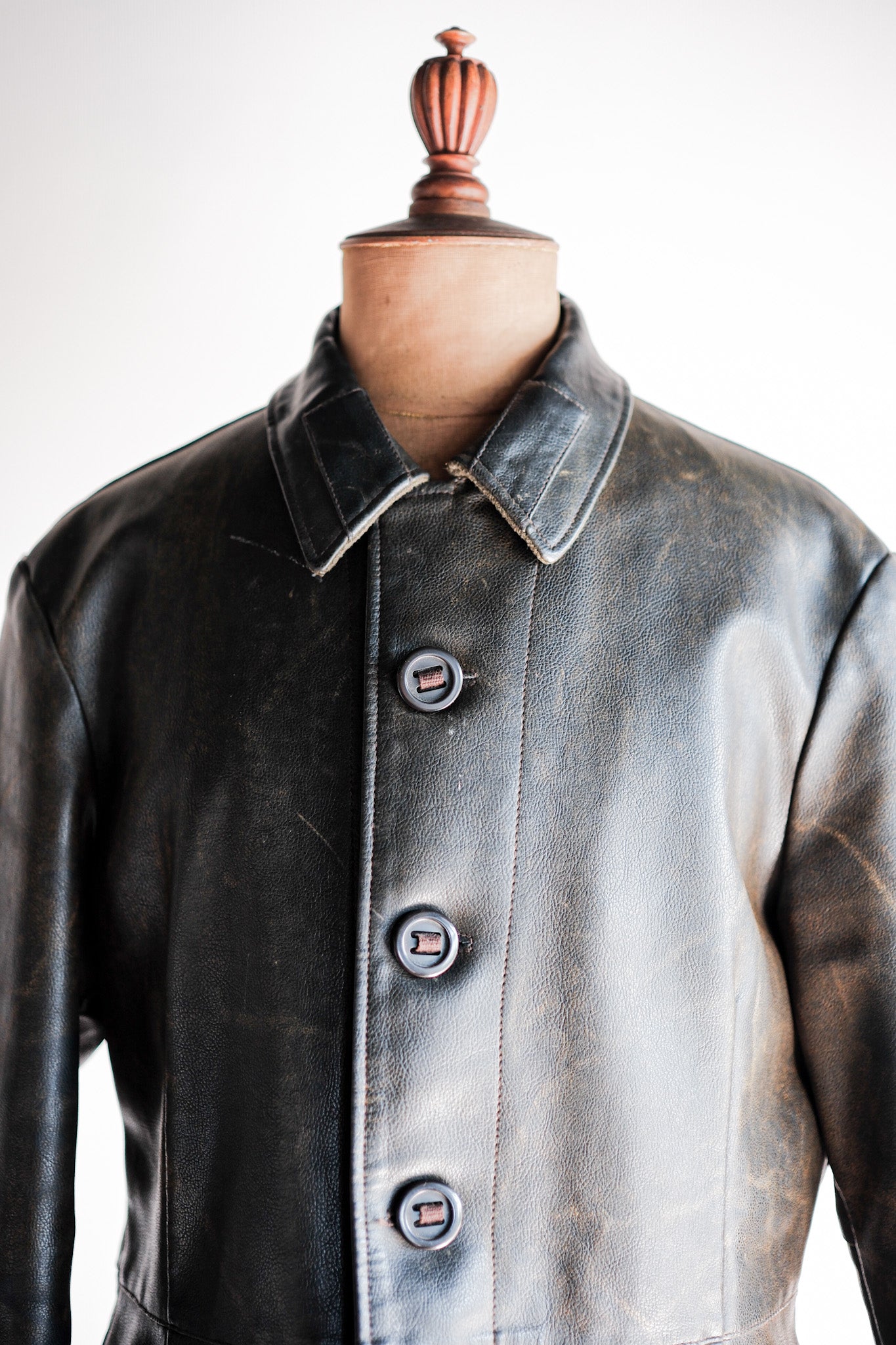 【~90’s】Old ARMANI JEANS M-59 Type PVC Leather Jacket