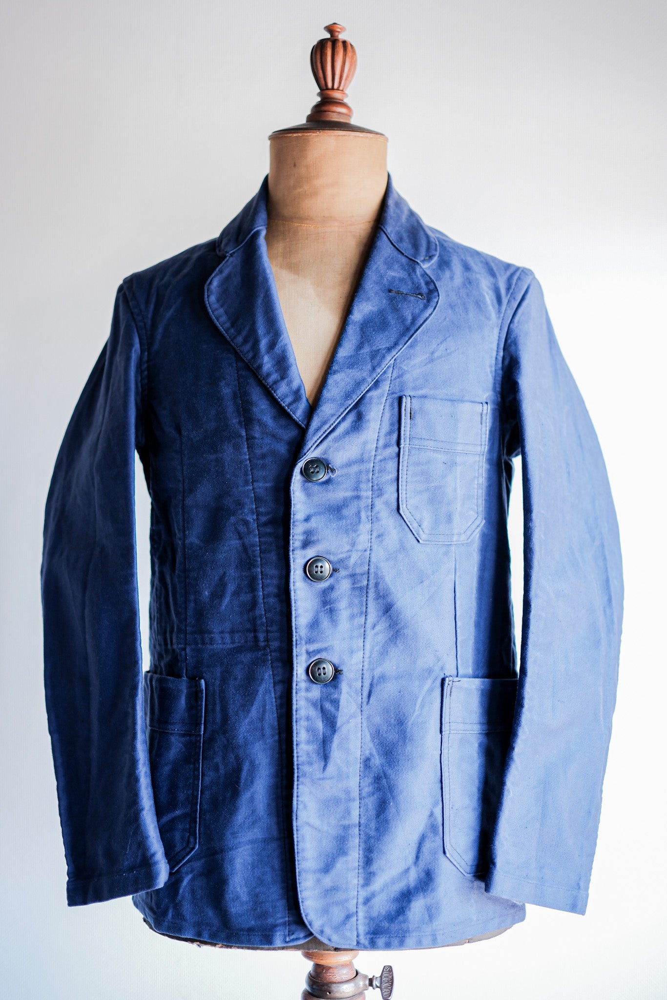 【~60’s】French Vintage Blue Moleskin Lapel Work Jacket "VETVOR"