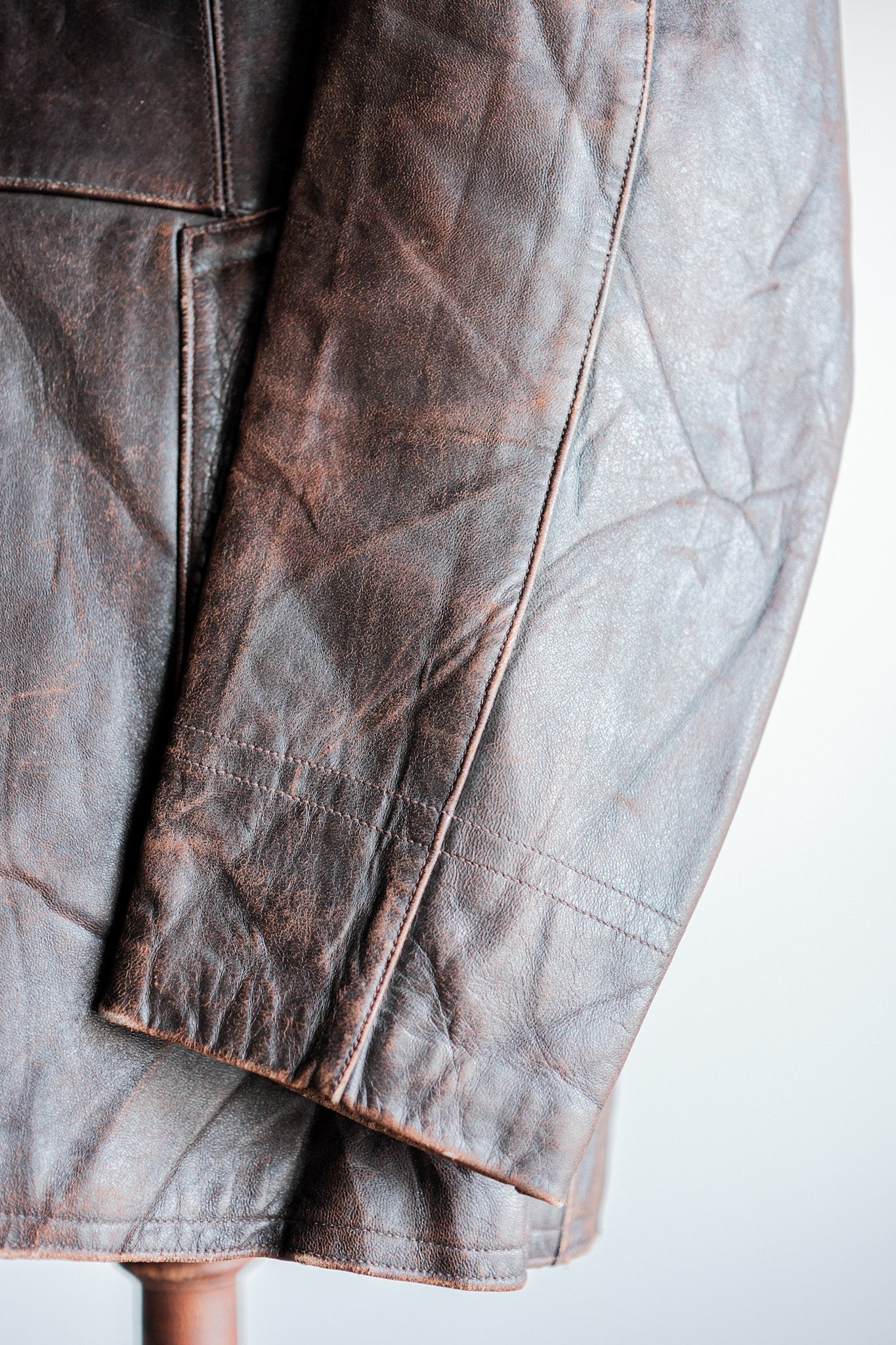 【~50's】French Army Motorcycle Leather Jacket Size.B2