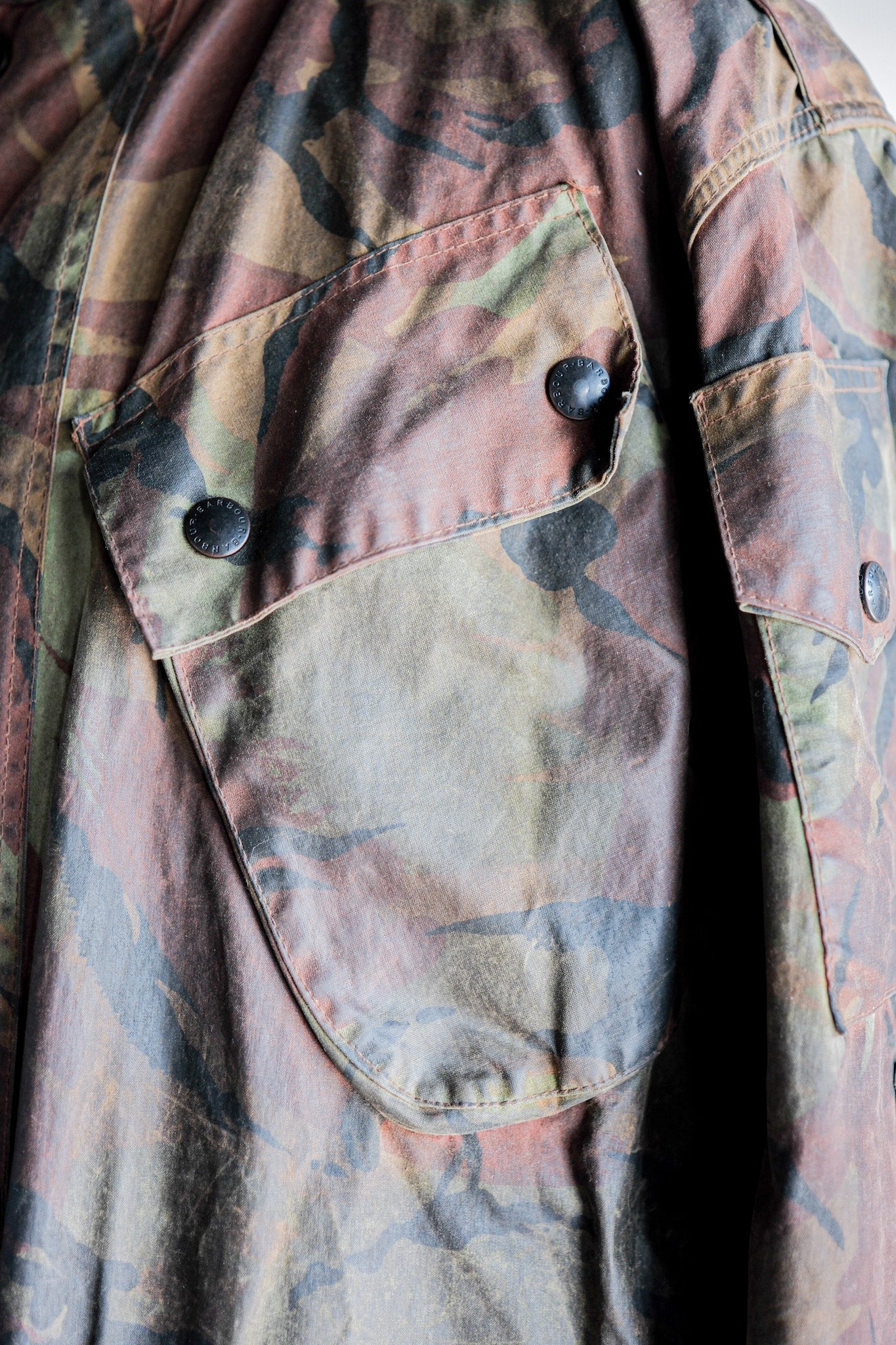 【~80's】Vintage Barbour DPM Camouflage Waxed Jacket “THE MILITARY" “2nd Model” 2 Crest Size.42