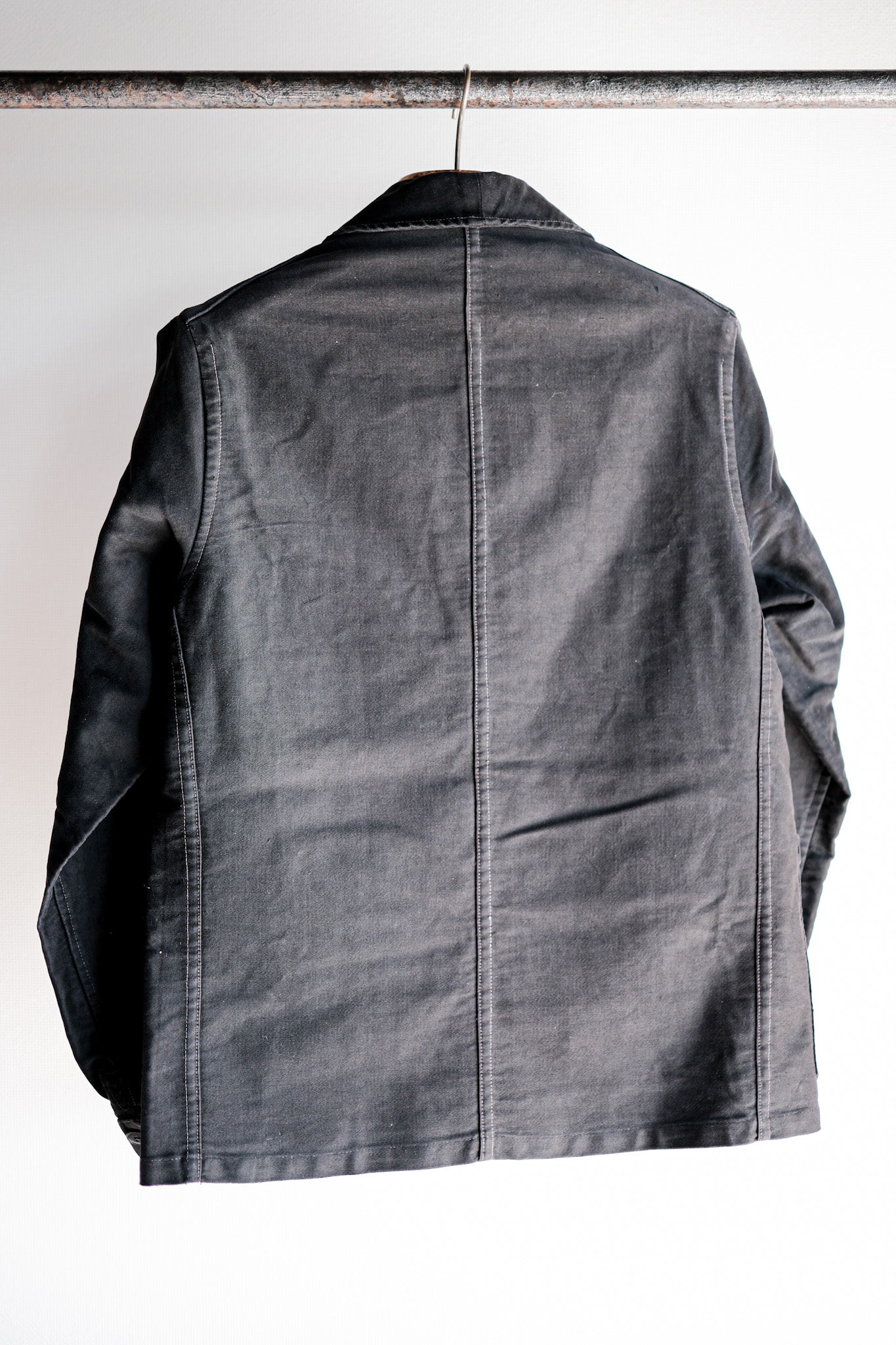 【~40's】French Vintage Black Moleskin Work Jacket "Unusual Pocket"