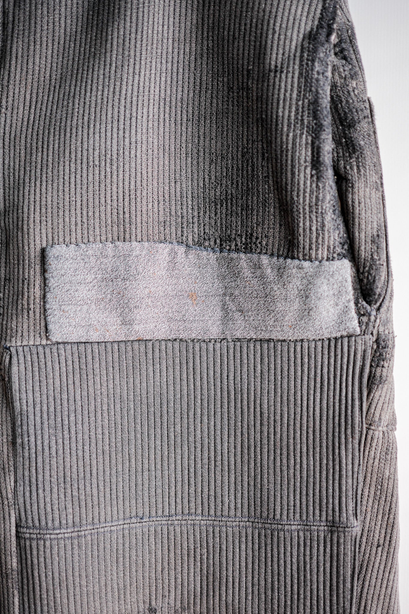 【~40's】French Vintage Gray Cotton Pique Work Pants "Patchwork"