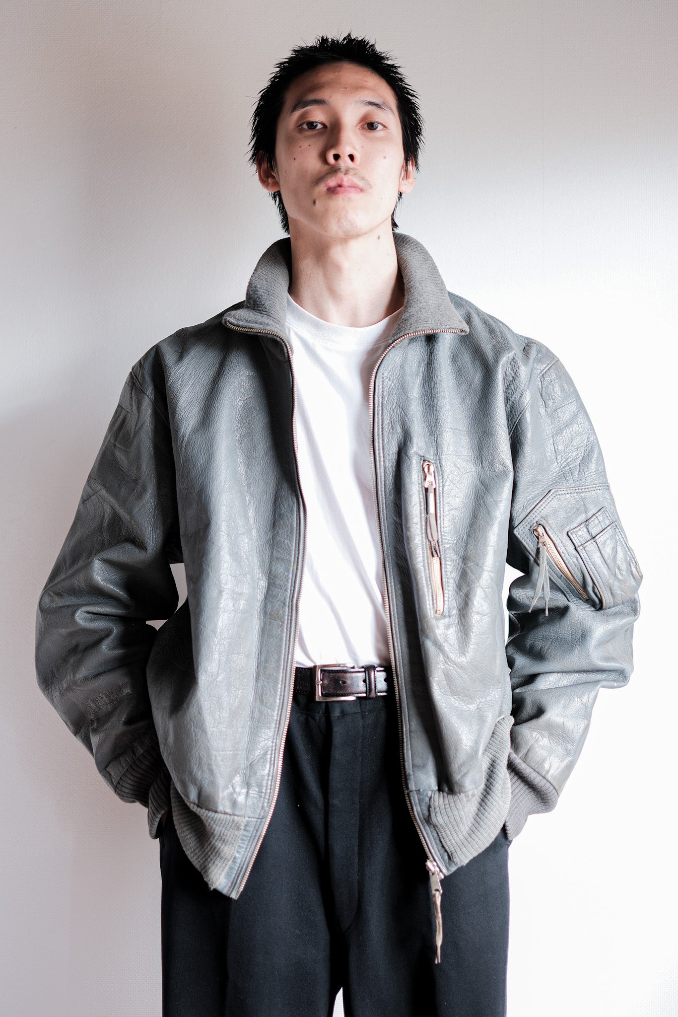 【~70’s】West German Air Force Pilot Leather Jacket Size.13
