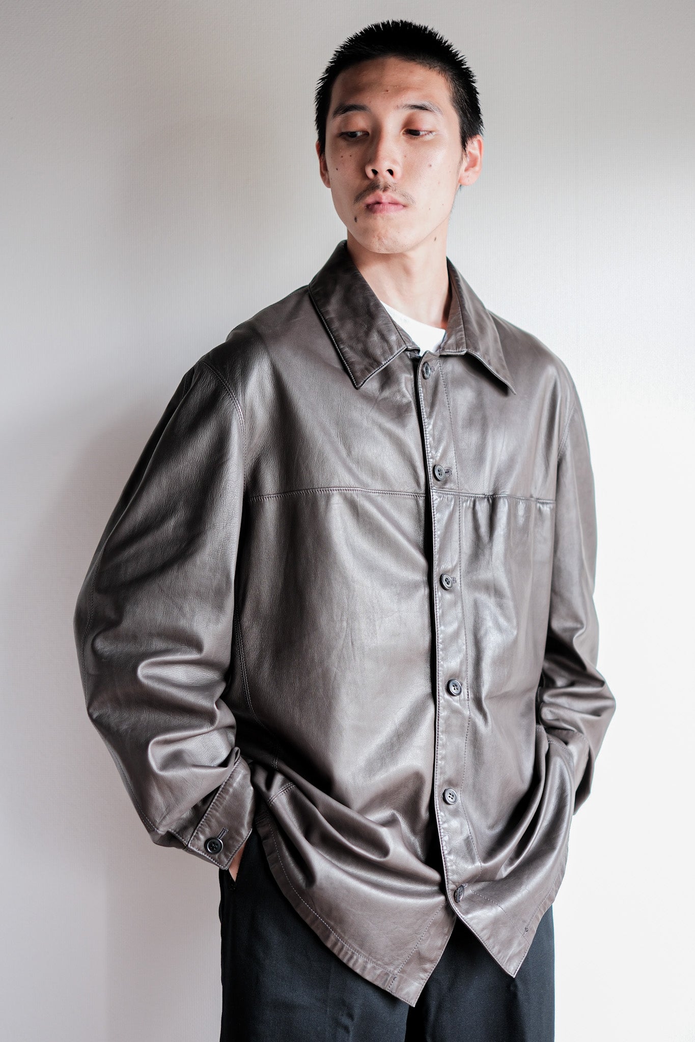 【~90's】Old SERAPHIN Lamb Leather Shirt Jacket Size.54
