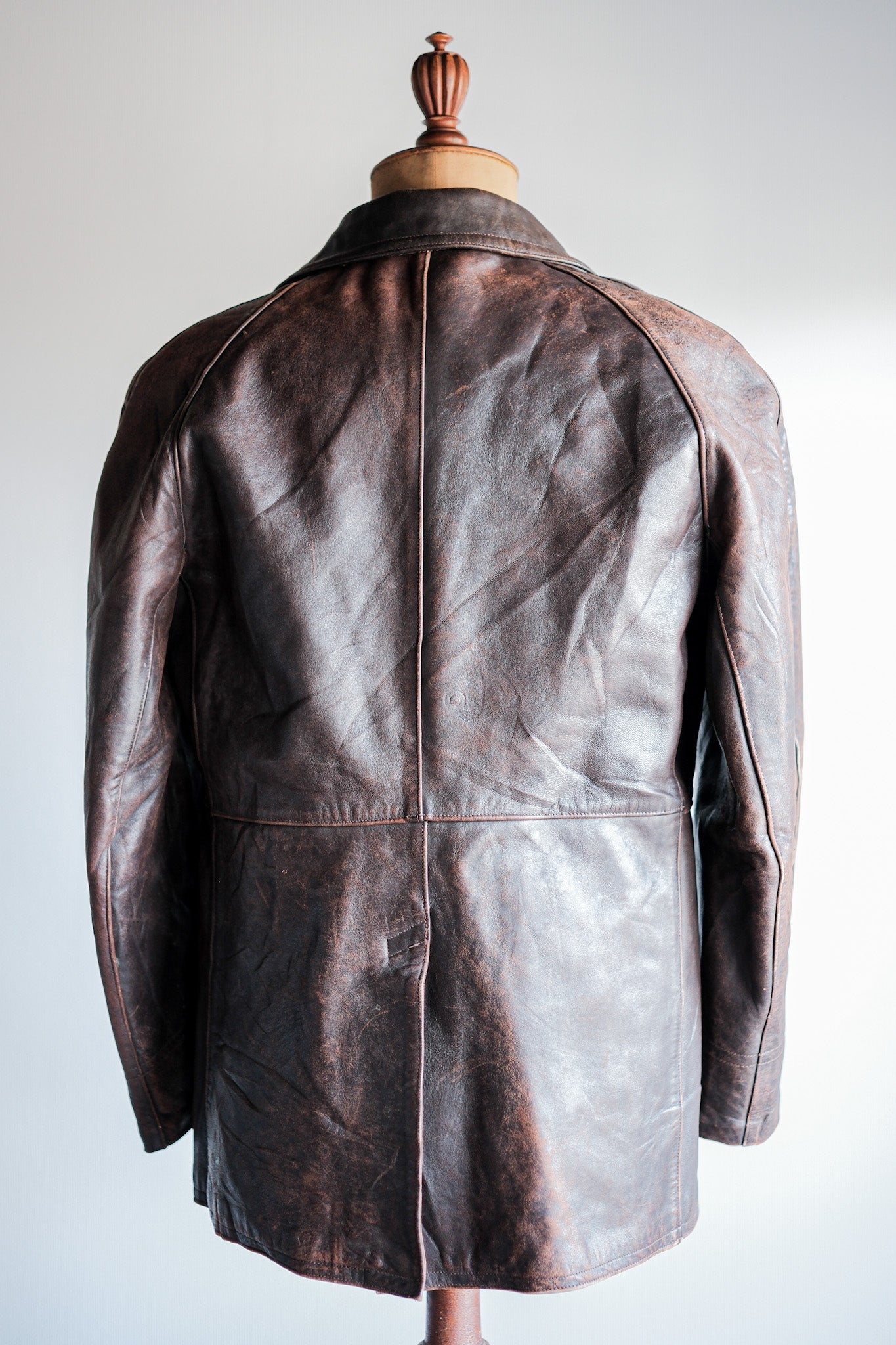 【~50's】French Army Motorcycle Leather Jacket Size.B2