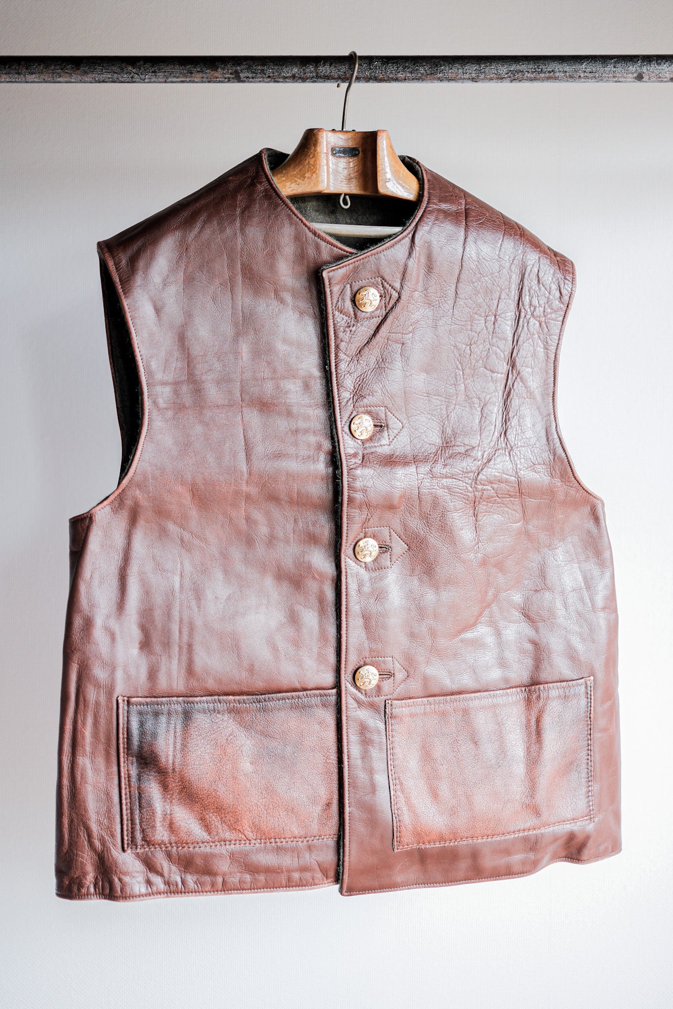 【~50's】Belgium Army Jerkin Leather Vest