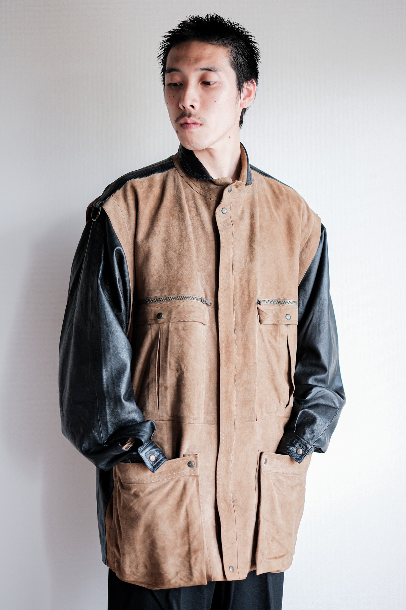【~70’s】Old GUCCI 2 Tone Leather Jacket Size.50