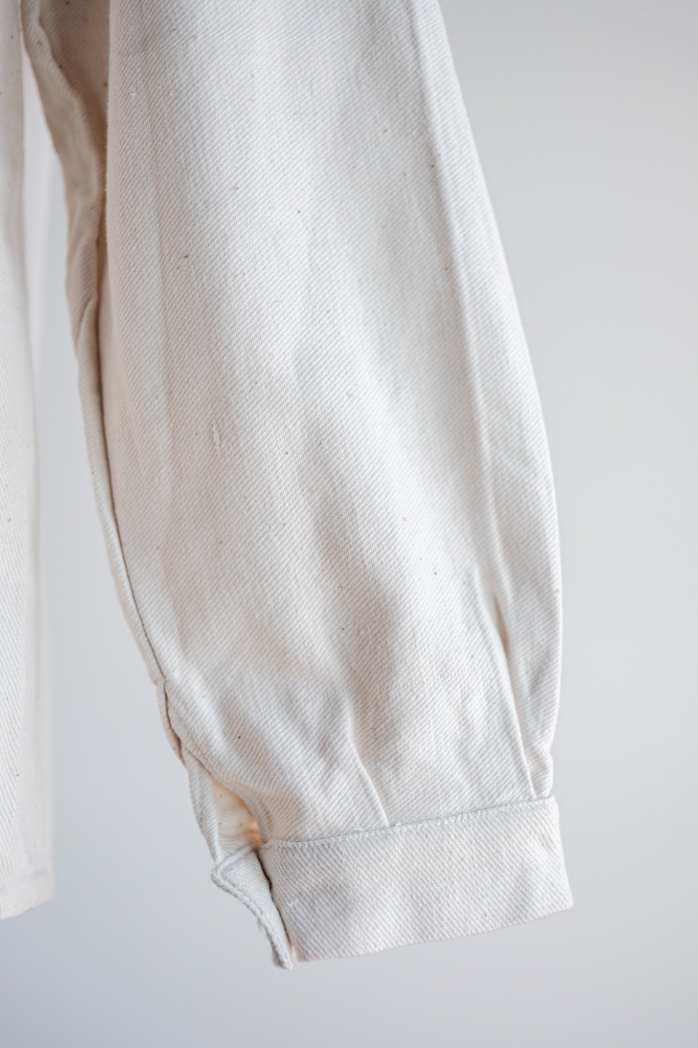 【~40's】French Vintage White Cotton Twill Work Jacket Size.48 "Dead Stock"