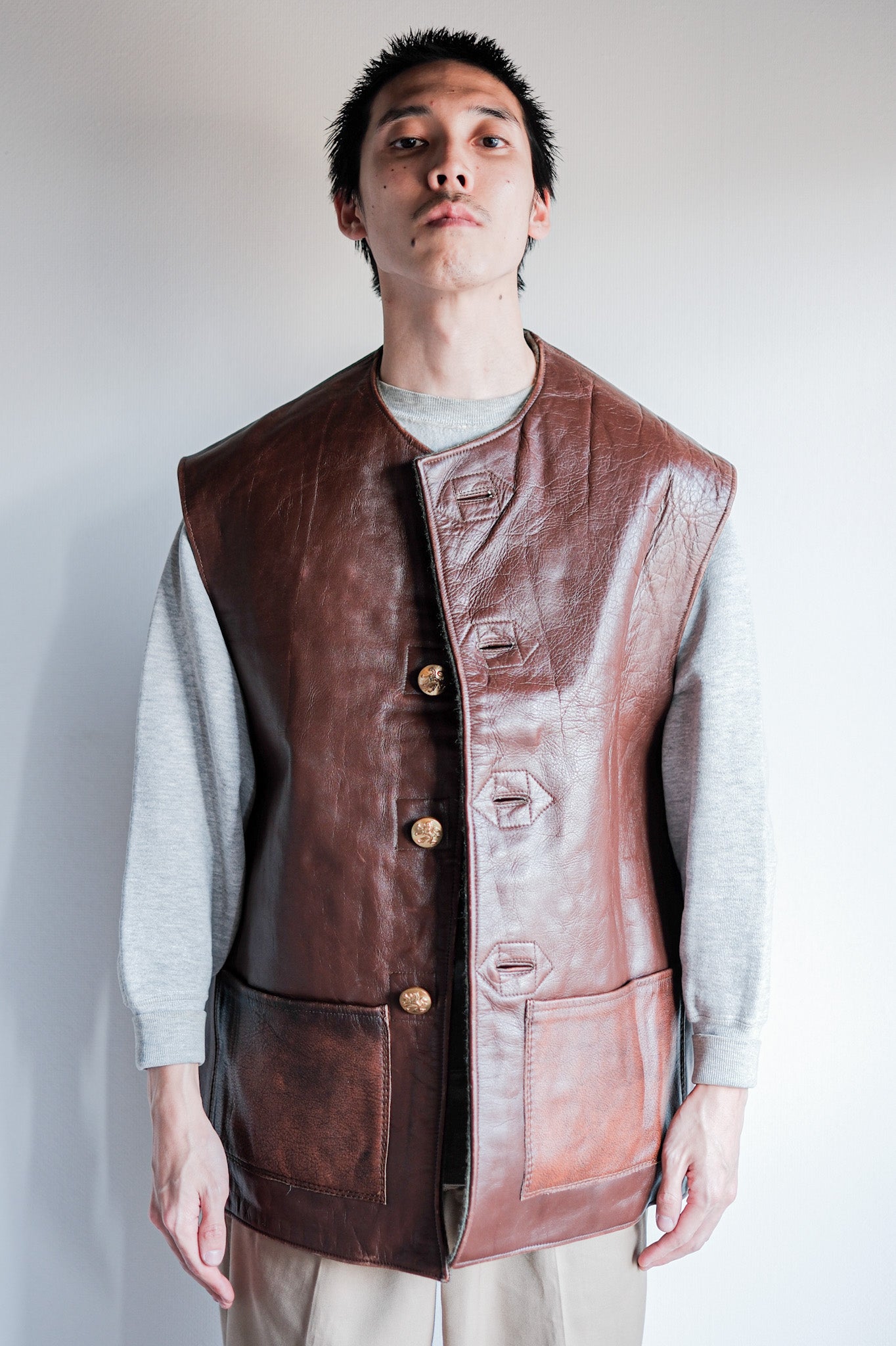 【~50's】Belgium Army Jerkin Leather Vest