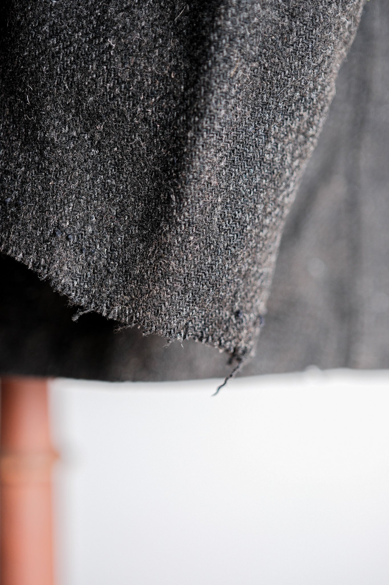 【~30's】French Vintage Gray Wool Hunting Jacket With Chin Strap "Boro"