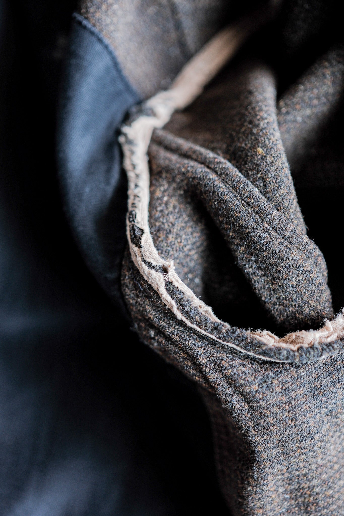 【~30's】French Vintage Brown Wool Hunting Jacket "Boro"