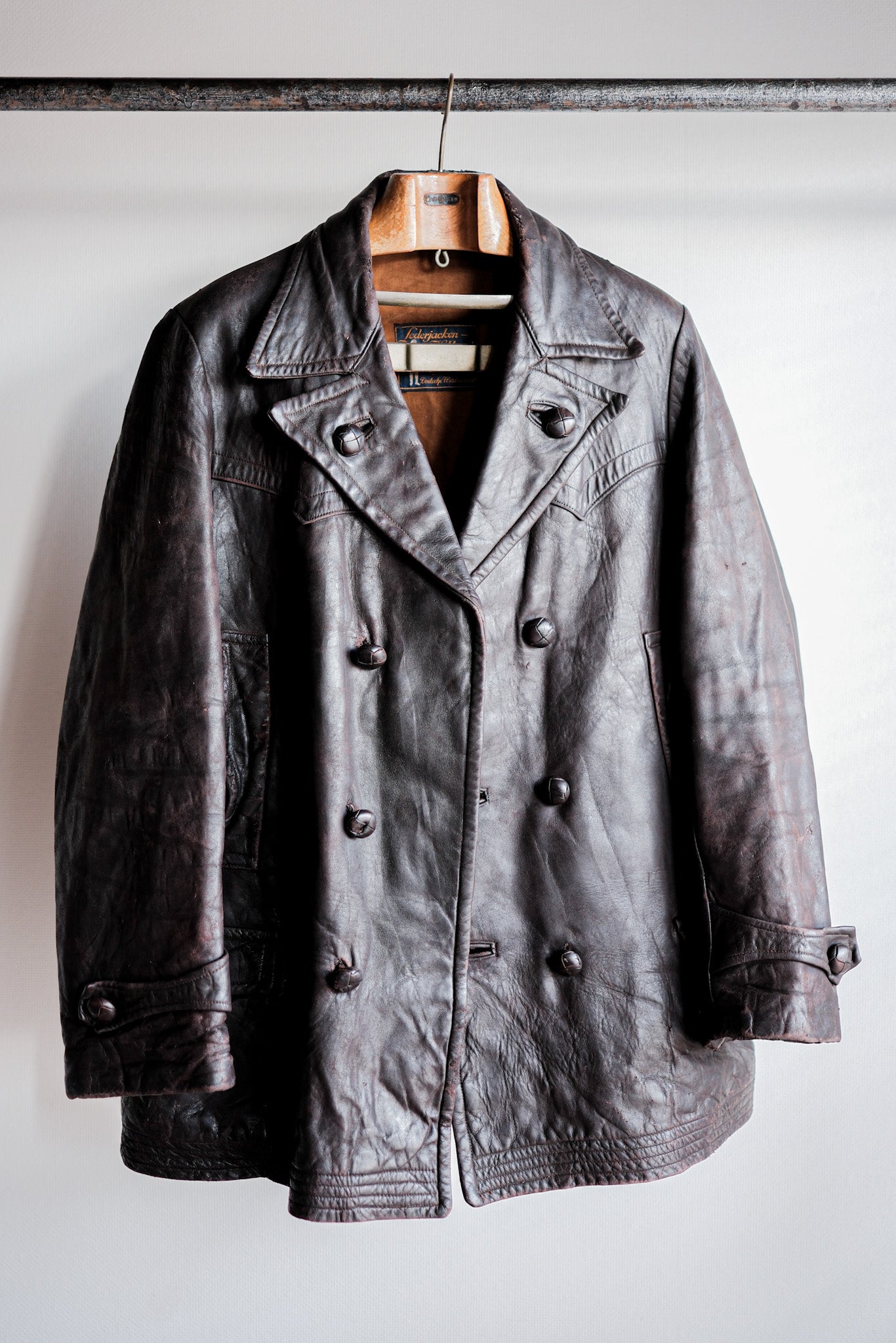 【~30's】German Vintage Double Breasted Motorcycle Leather Jacket
