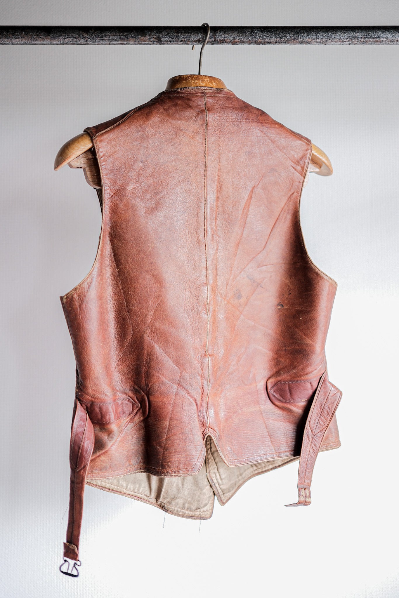 【~50's】French Vintage Brown Leather Work Gilet