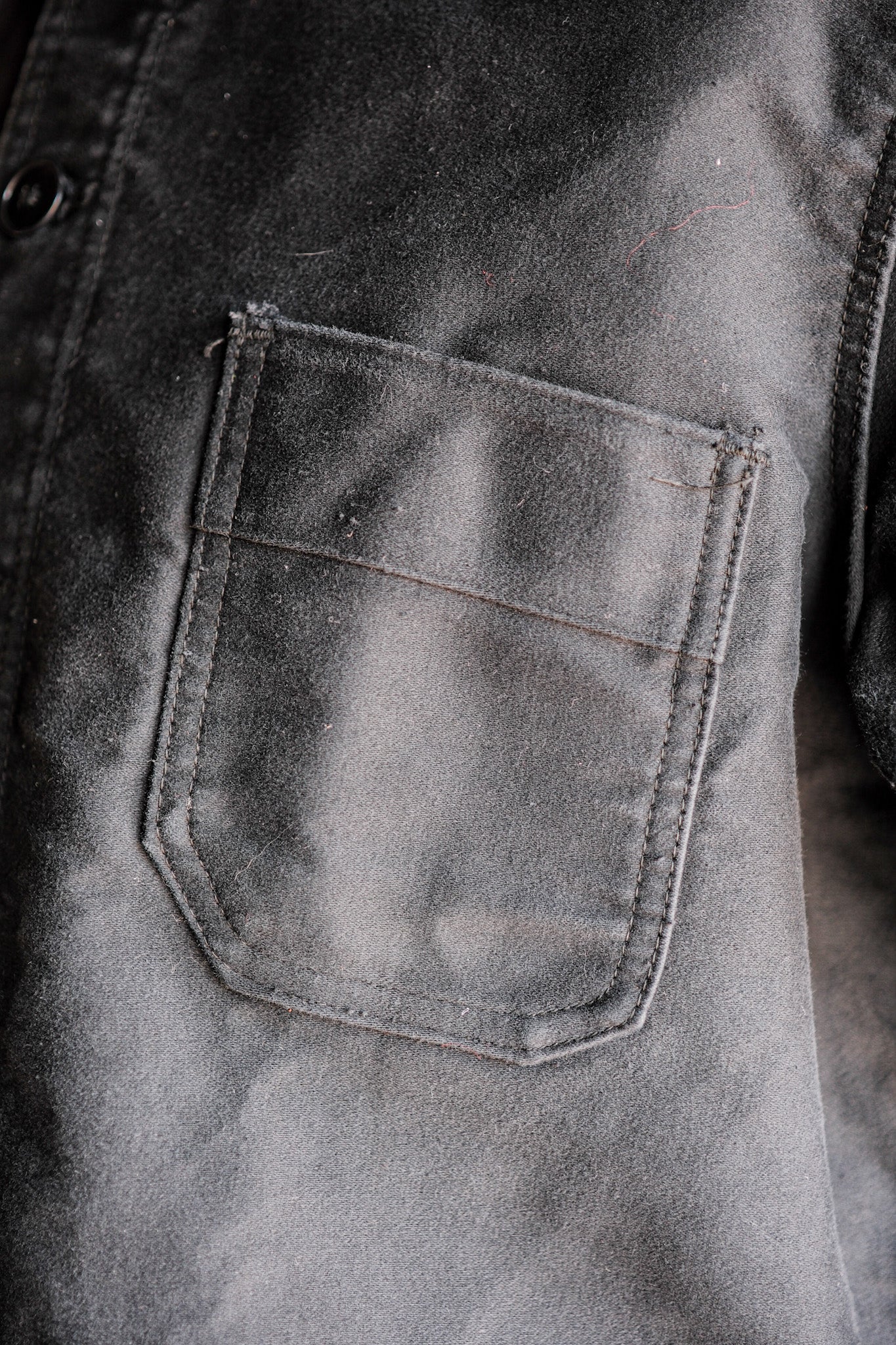 【~60's】French Vintage Black Moleskin Work Jacket "Le Mont St. Michel"